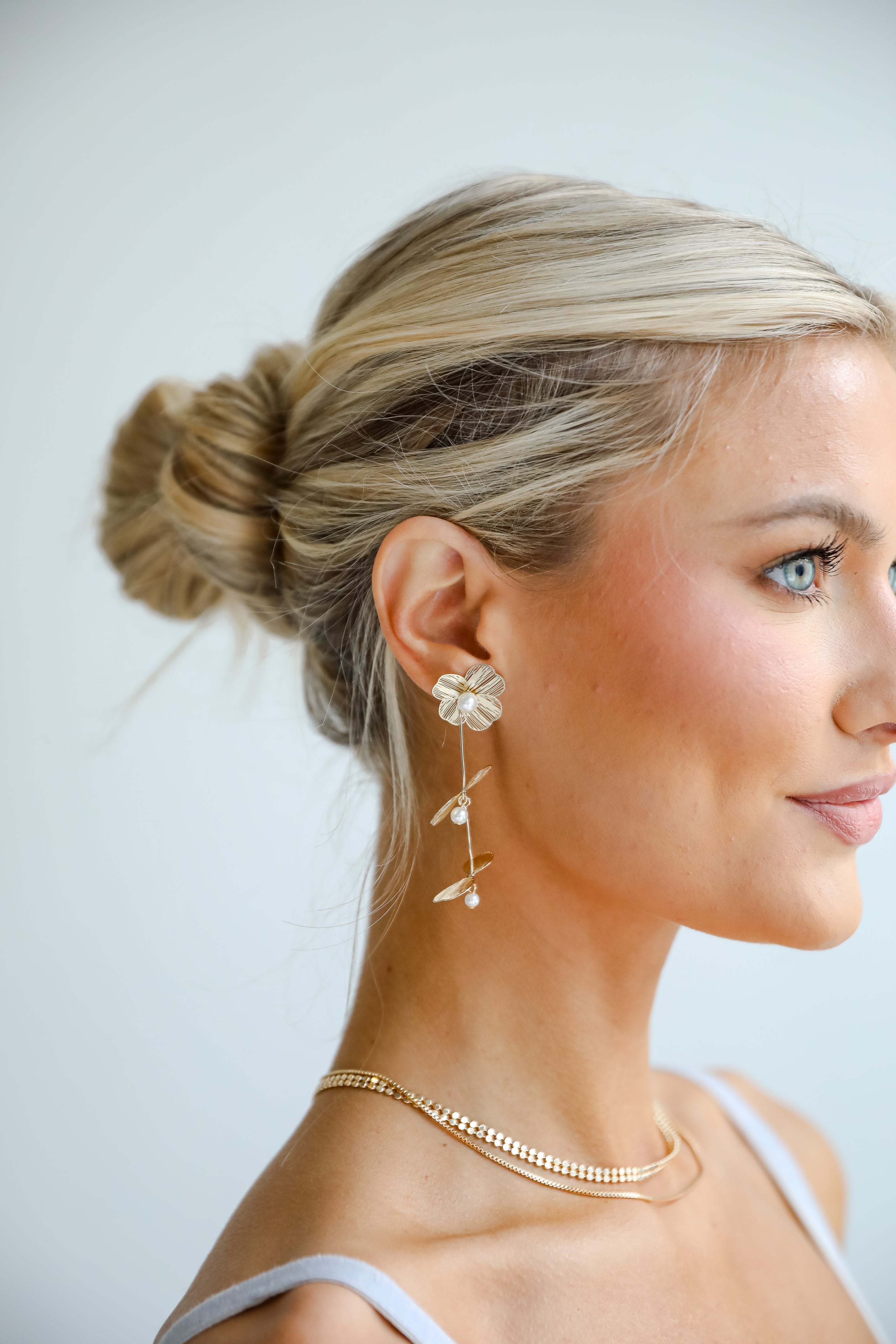 Cora Gold Flower Drop Earrings