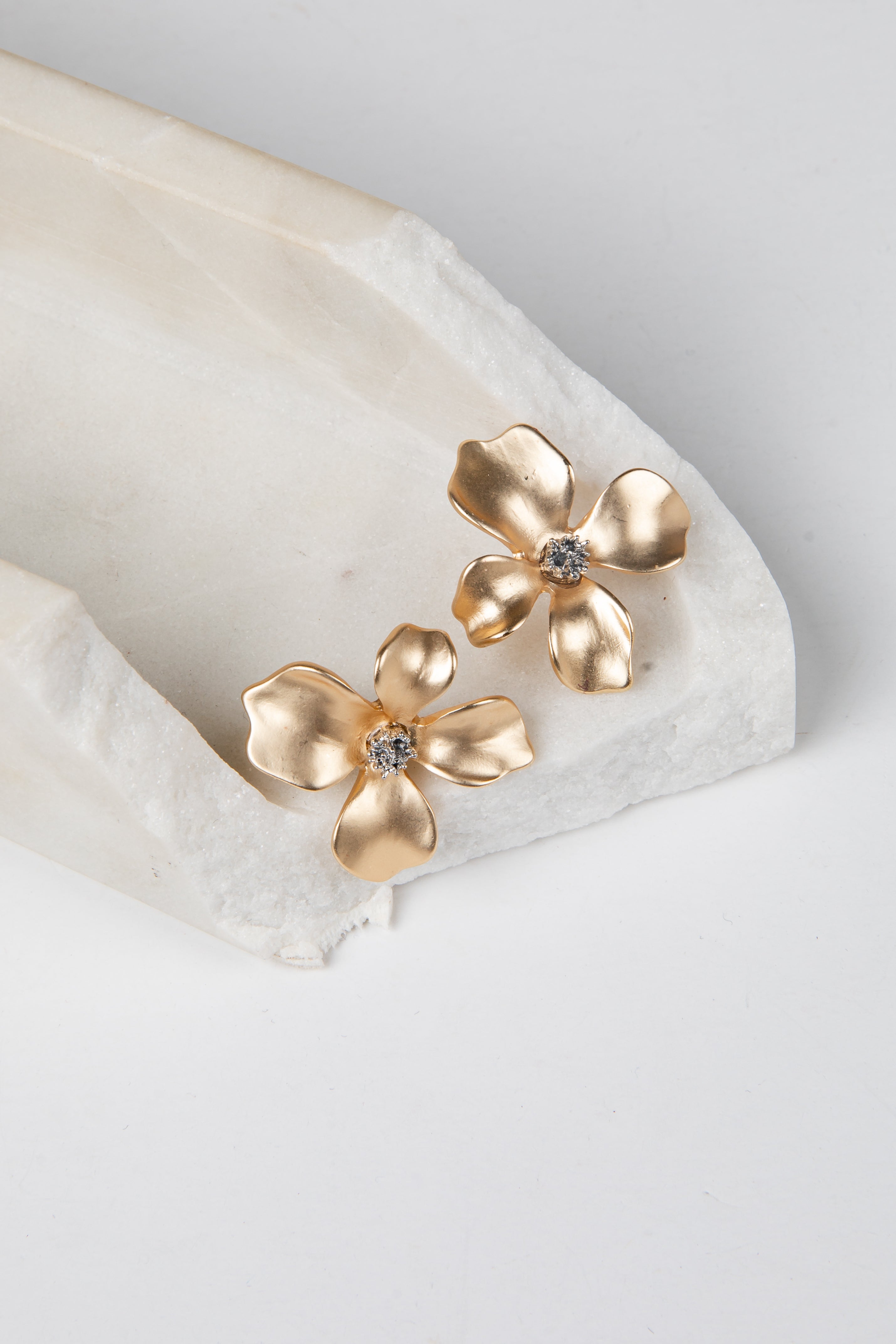 Audrey Gold Flower Stud Earrings