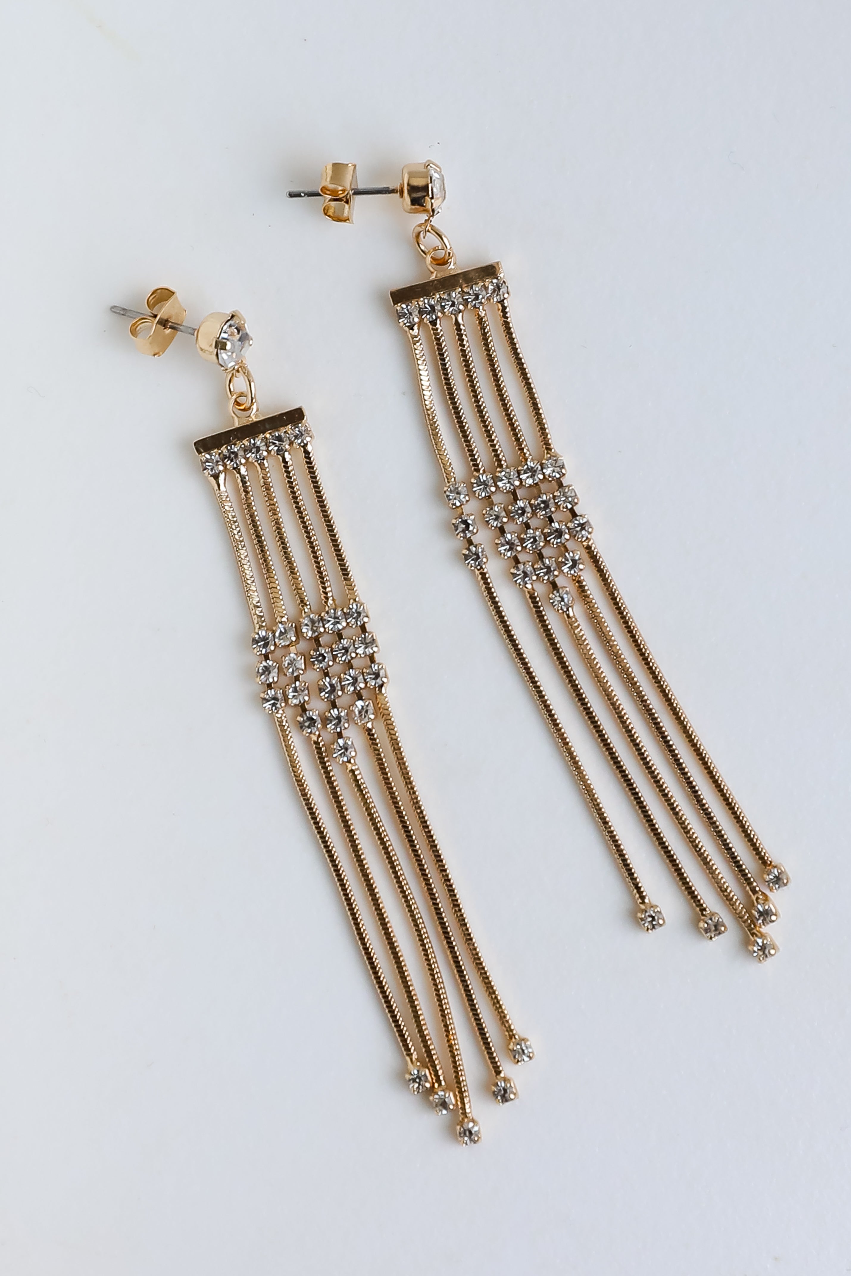 Cute Gold Rhinestone Fringe Earrings | Statement Earrings | DressUp Cute Gold Rhinestone Fringe Earrings | Statement Earrings | DressUp