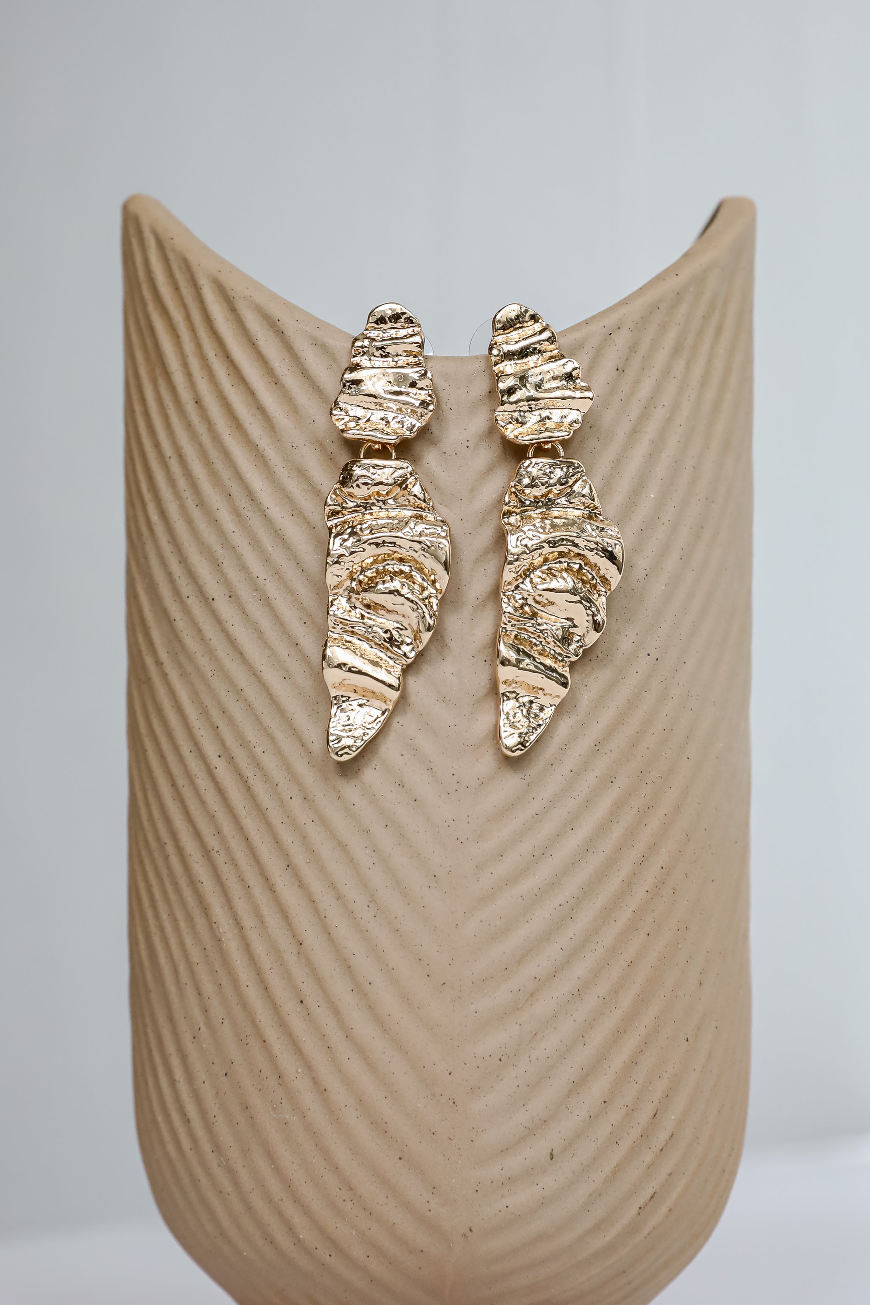 Julie Gold Hammered Drop Earrings