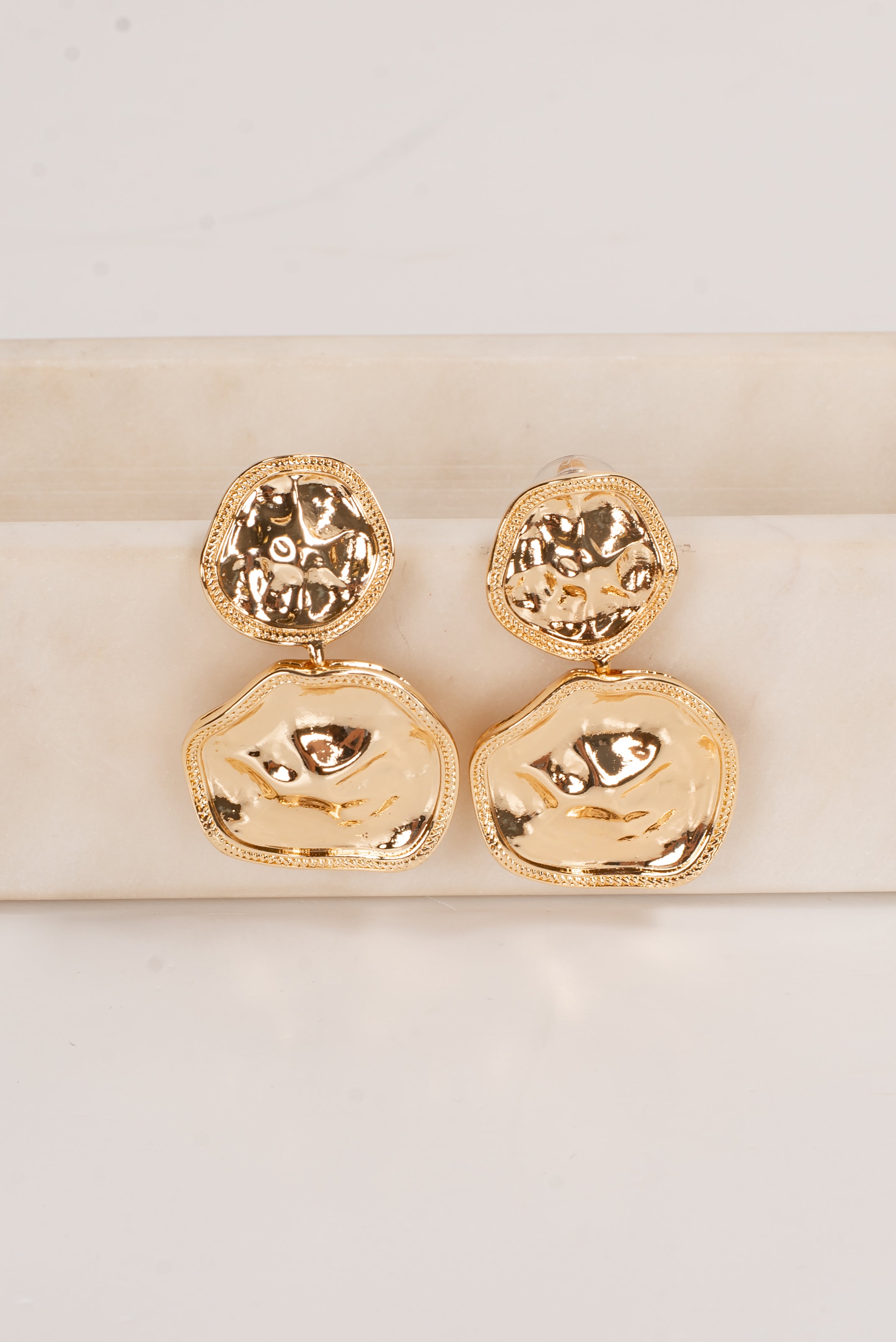 Vanessa Gold Hammered Drop Earrings