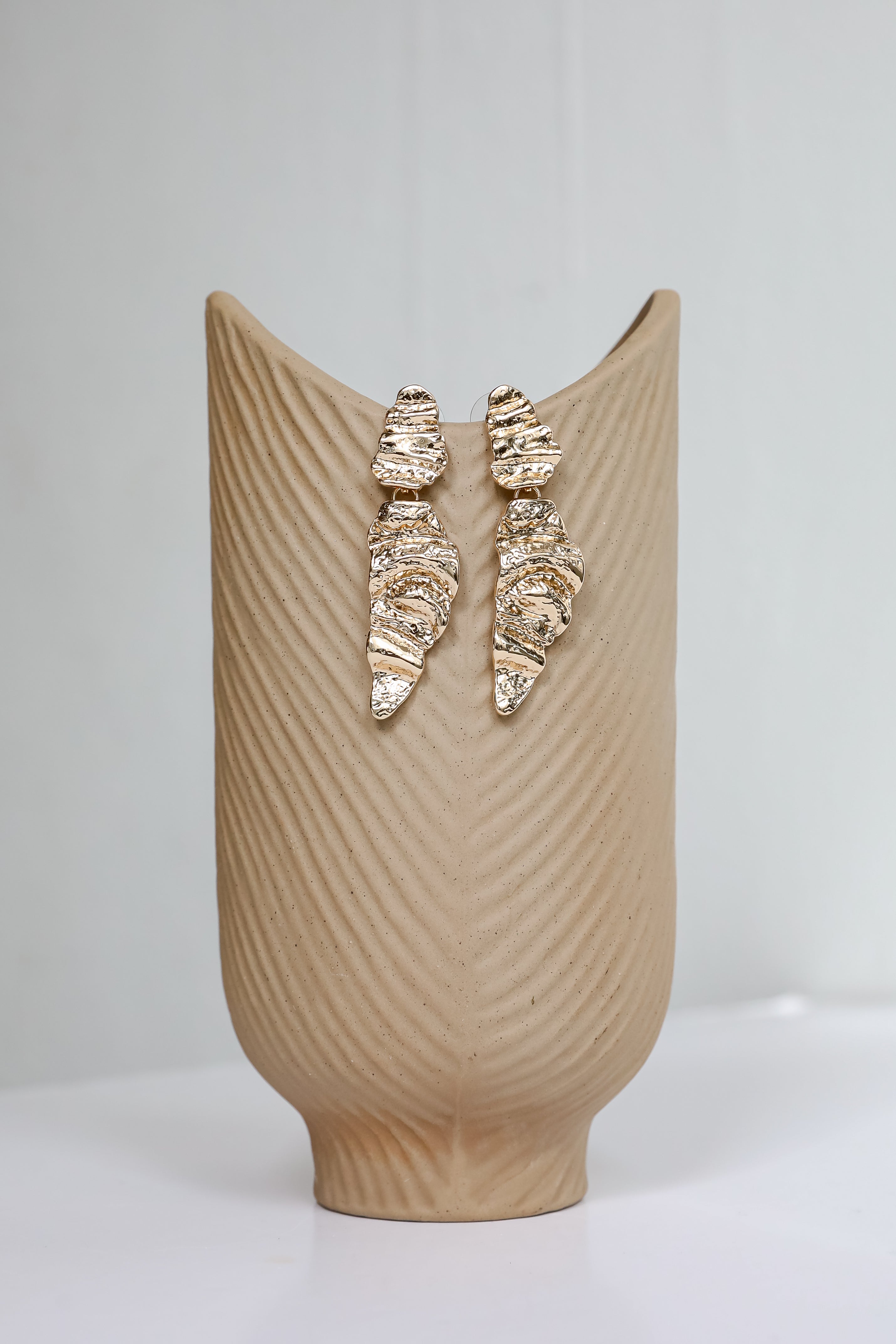 Julie Gold Hammered Drop Earrings