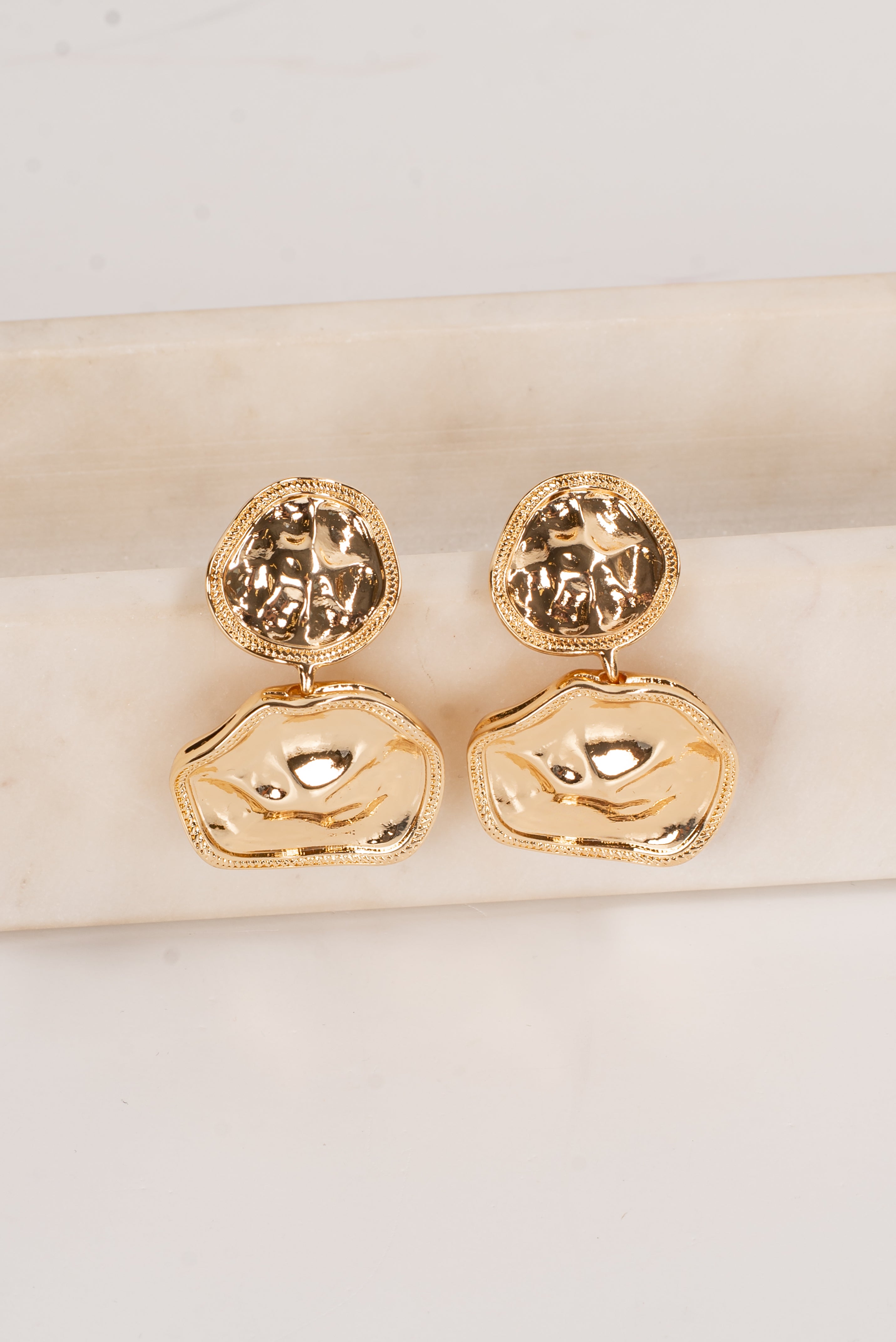 Vanessa Gold Hammered Drop Earrings