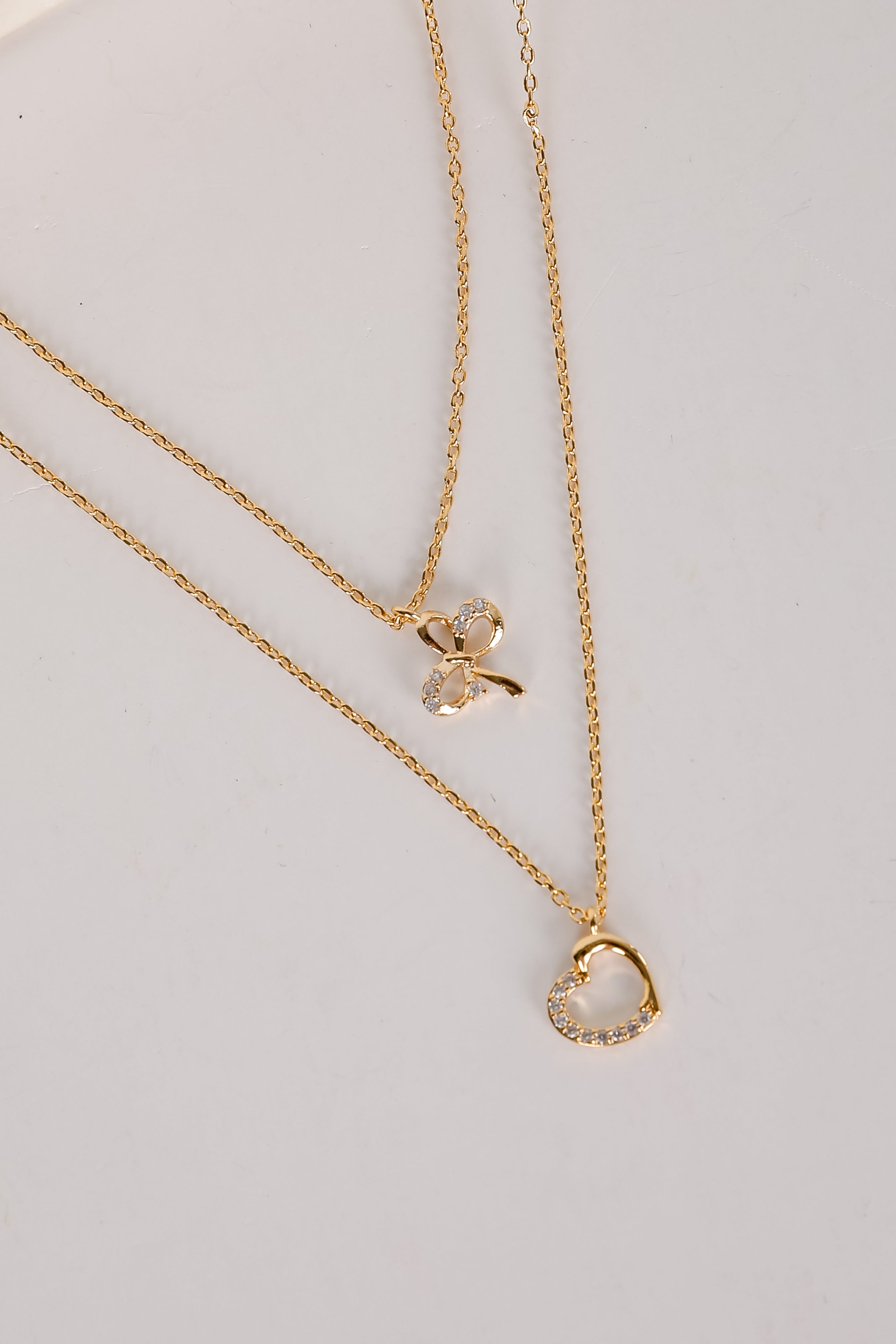 Monica Gold Heart Charm Layered Necklace