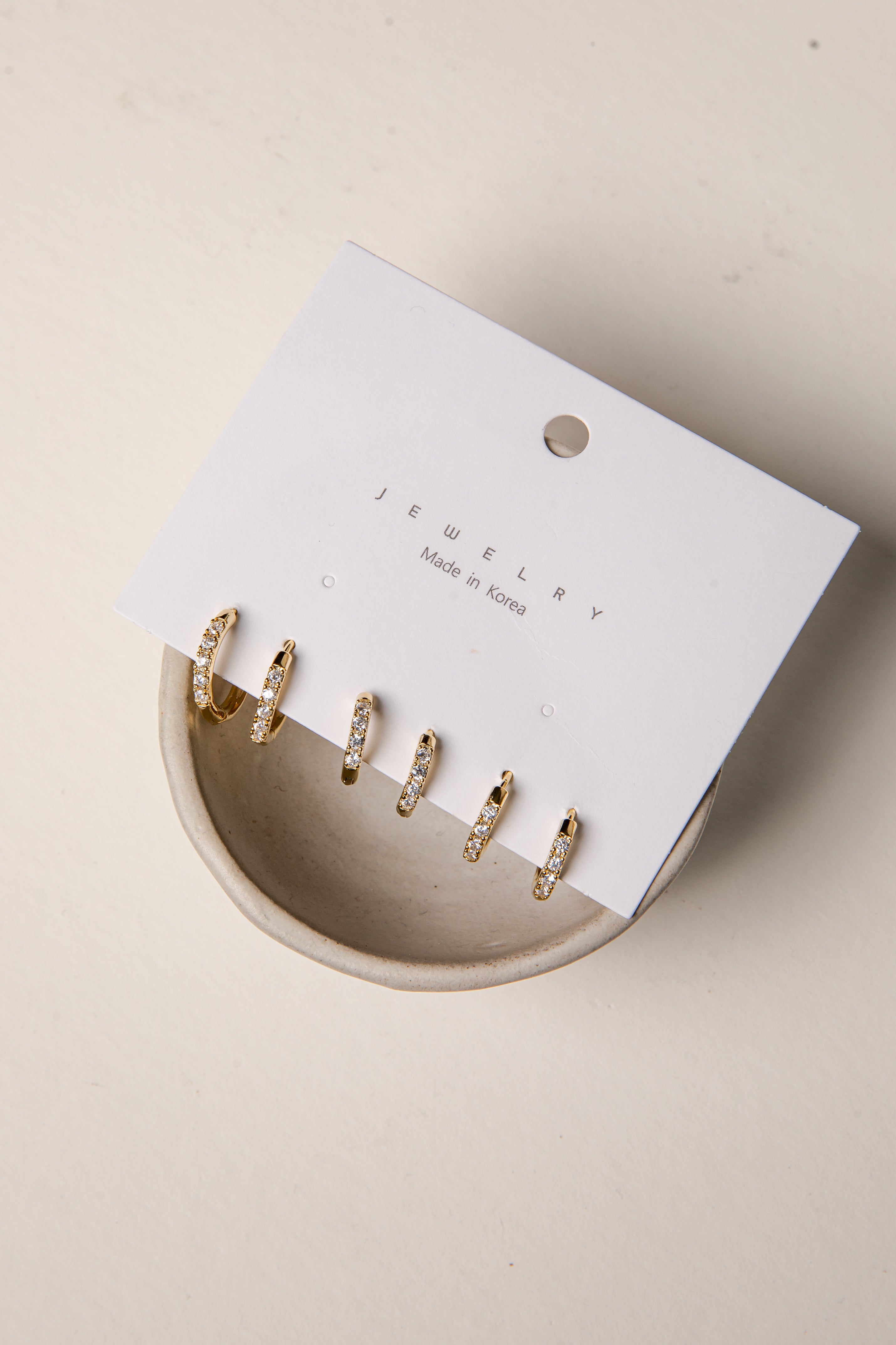 Cydney Gold Rhinestone Hoop Earring Set