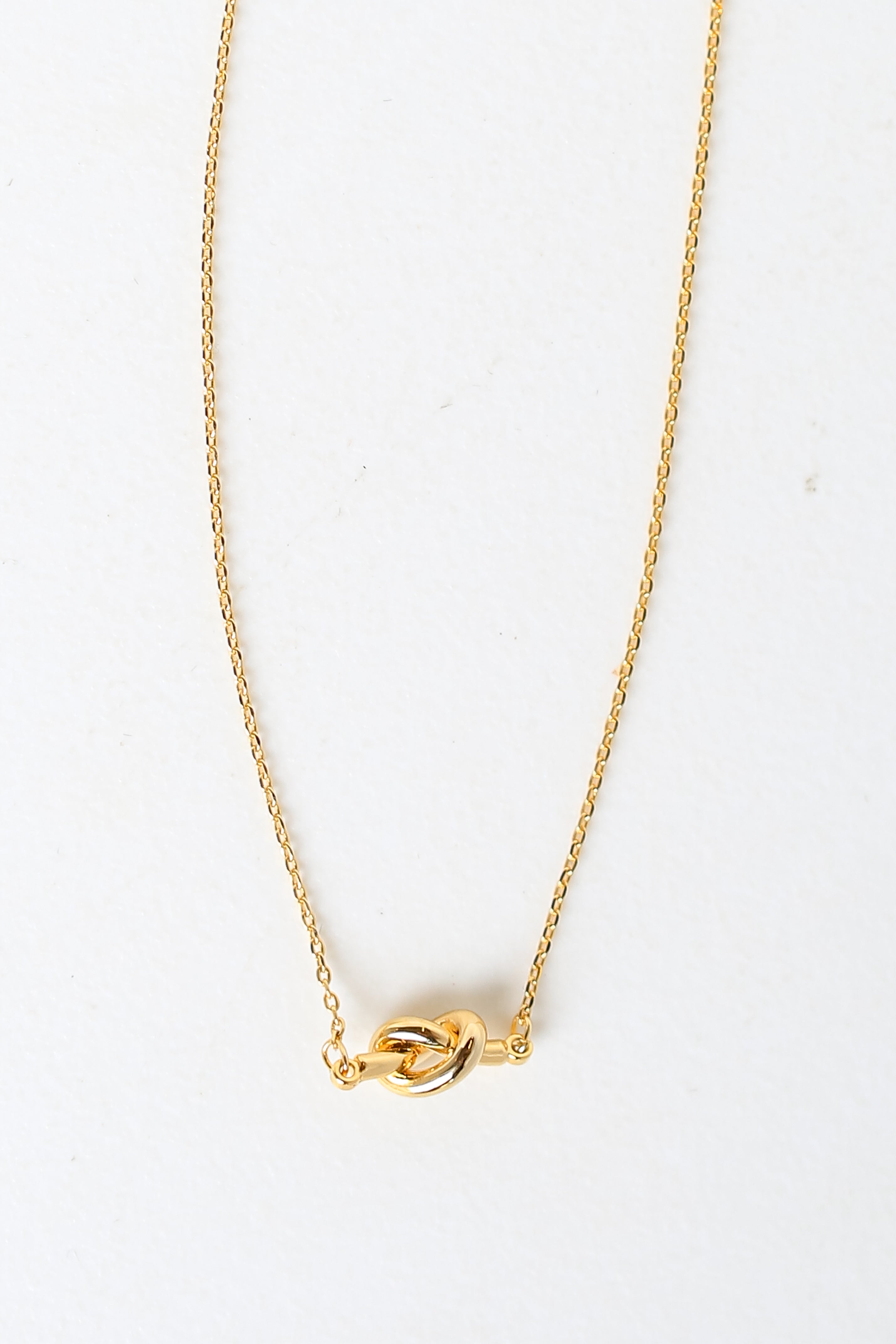 Dainty Gold Knot Charm Necklace ShopDressUp Dress Up