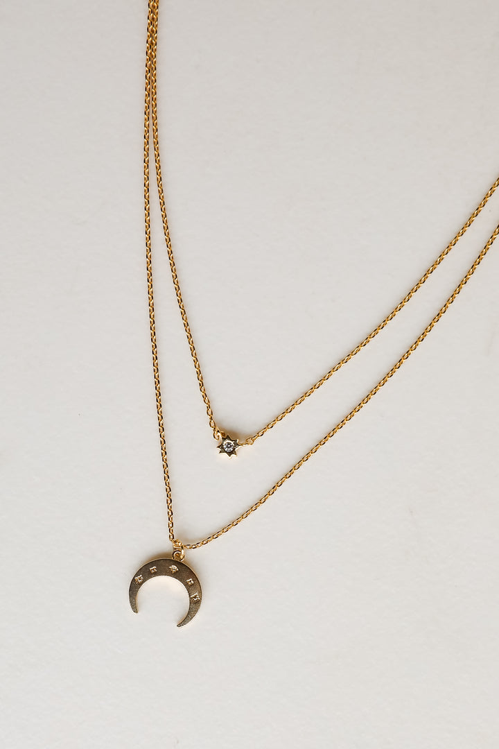 Gold Crescent Horn Layered Necklace
