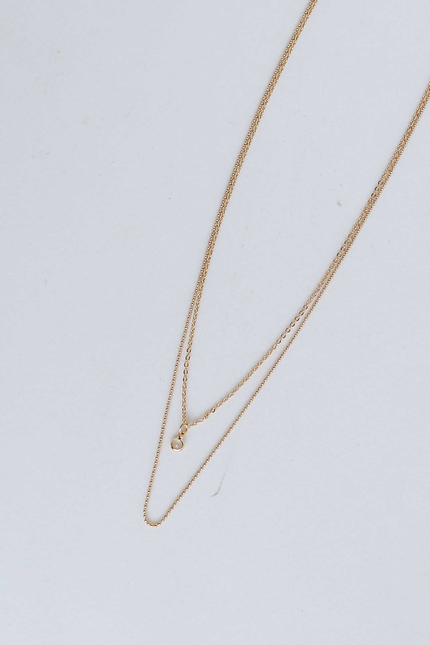 Gold Rhinestone Charm Layered Necklace
