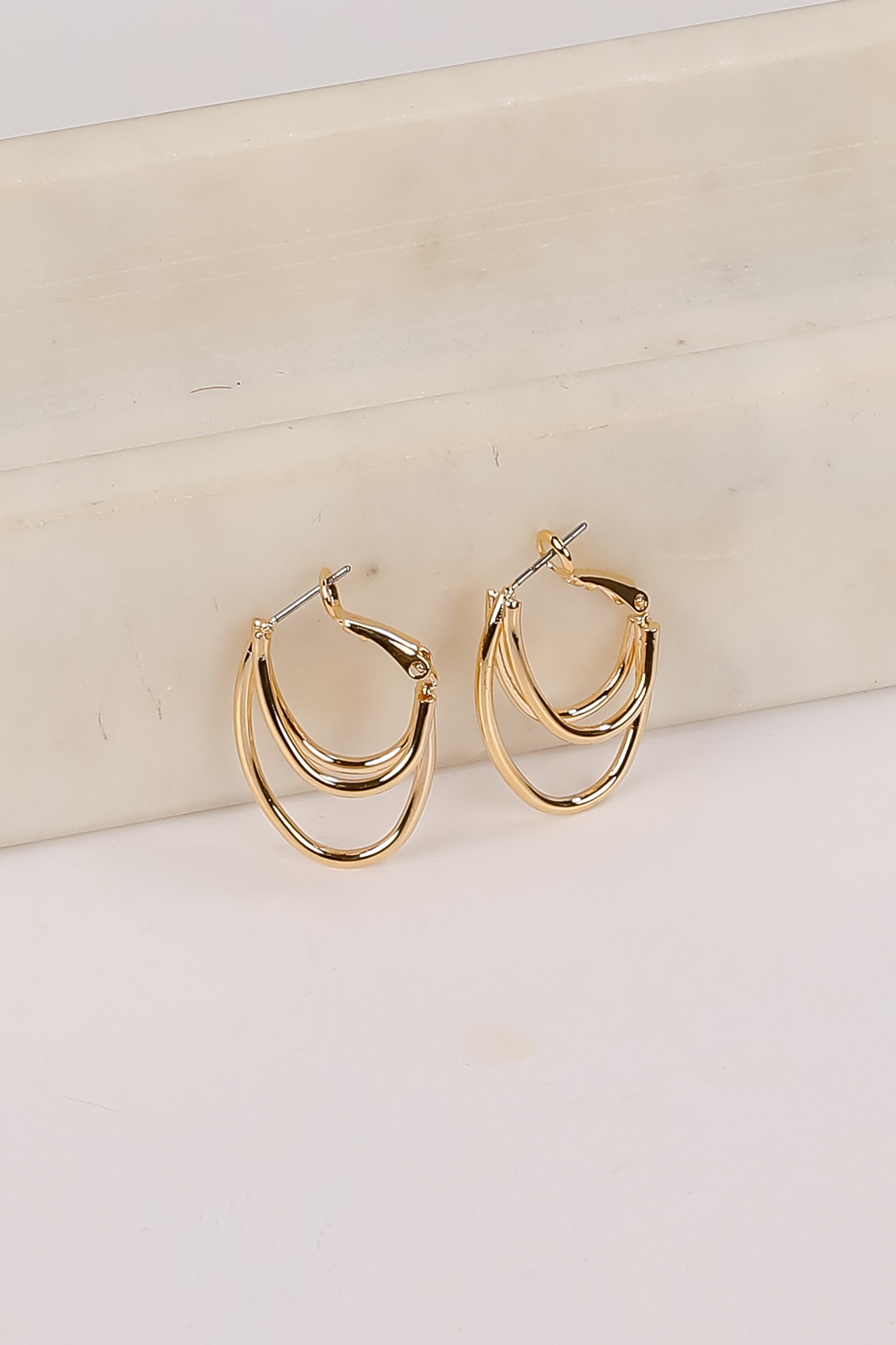 Rosie Gold Oval Double Hoop Earrings