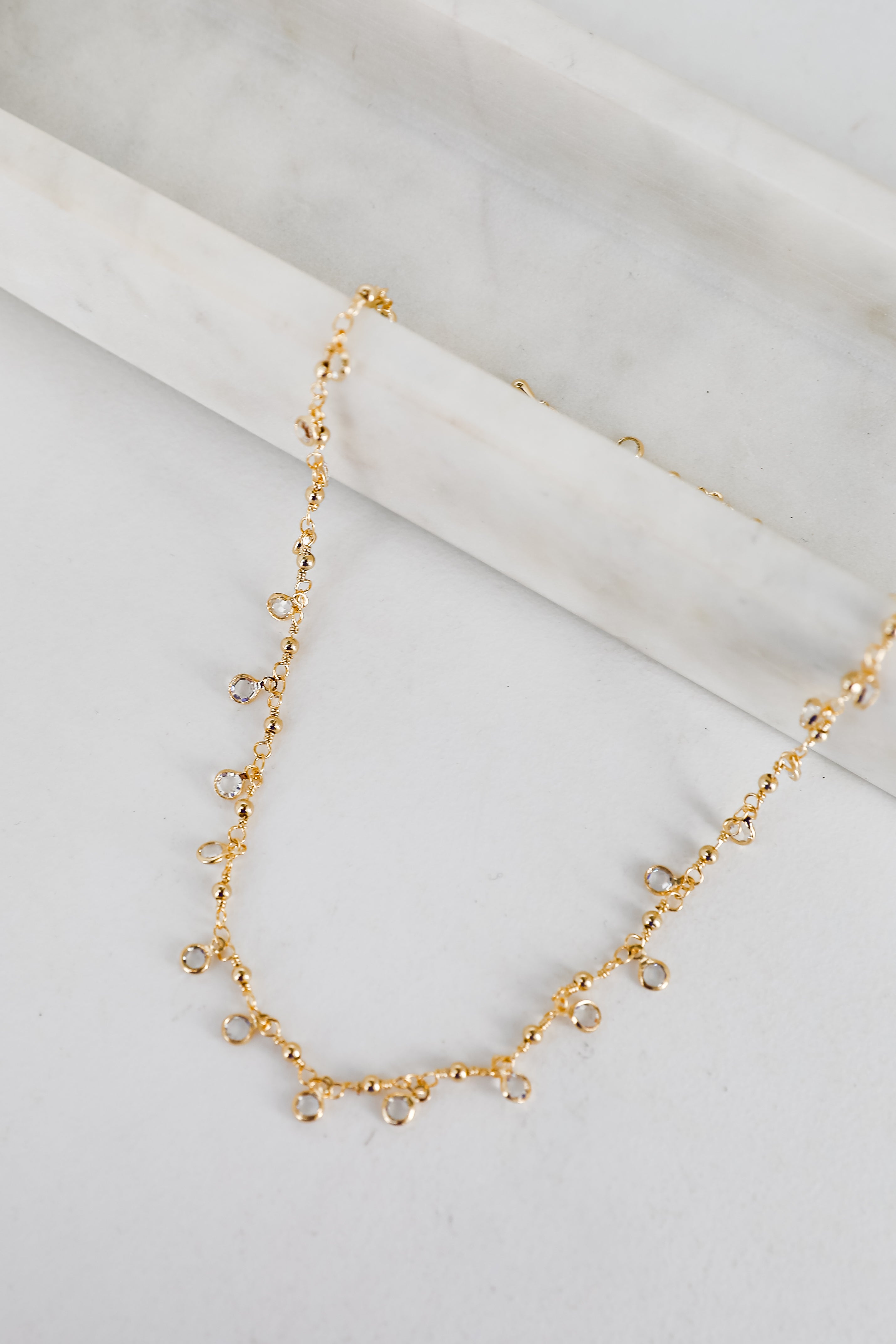 Margaret Gold Rhinestone Charm Necklace