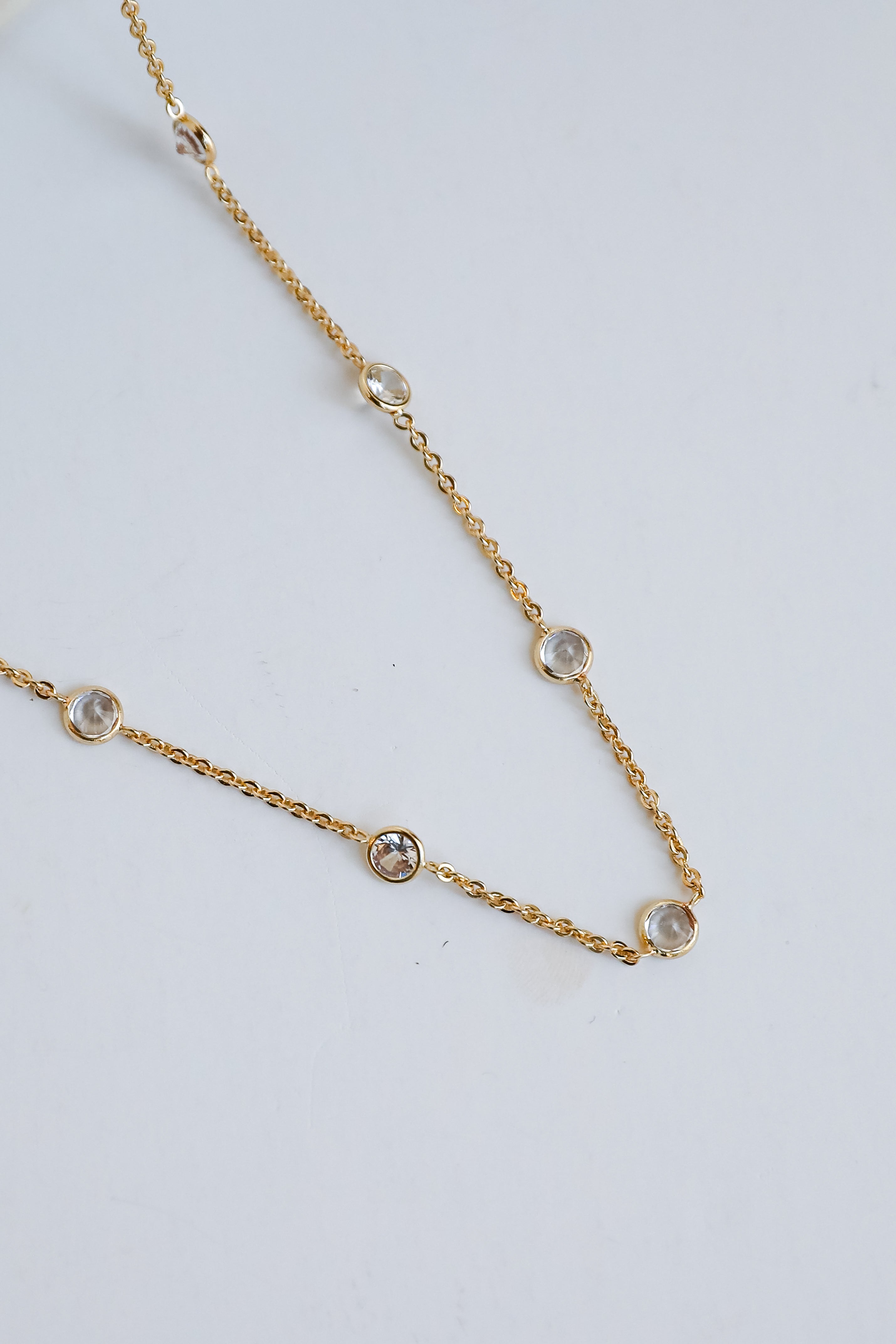 Claire Gold Rhinestone Charm Necklace