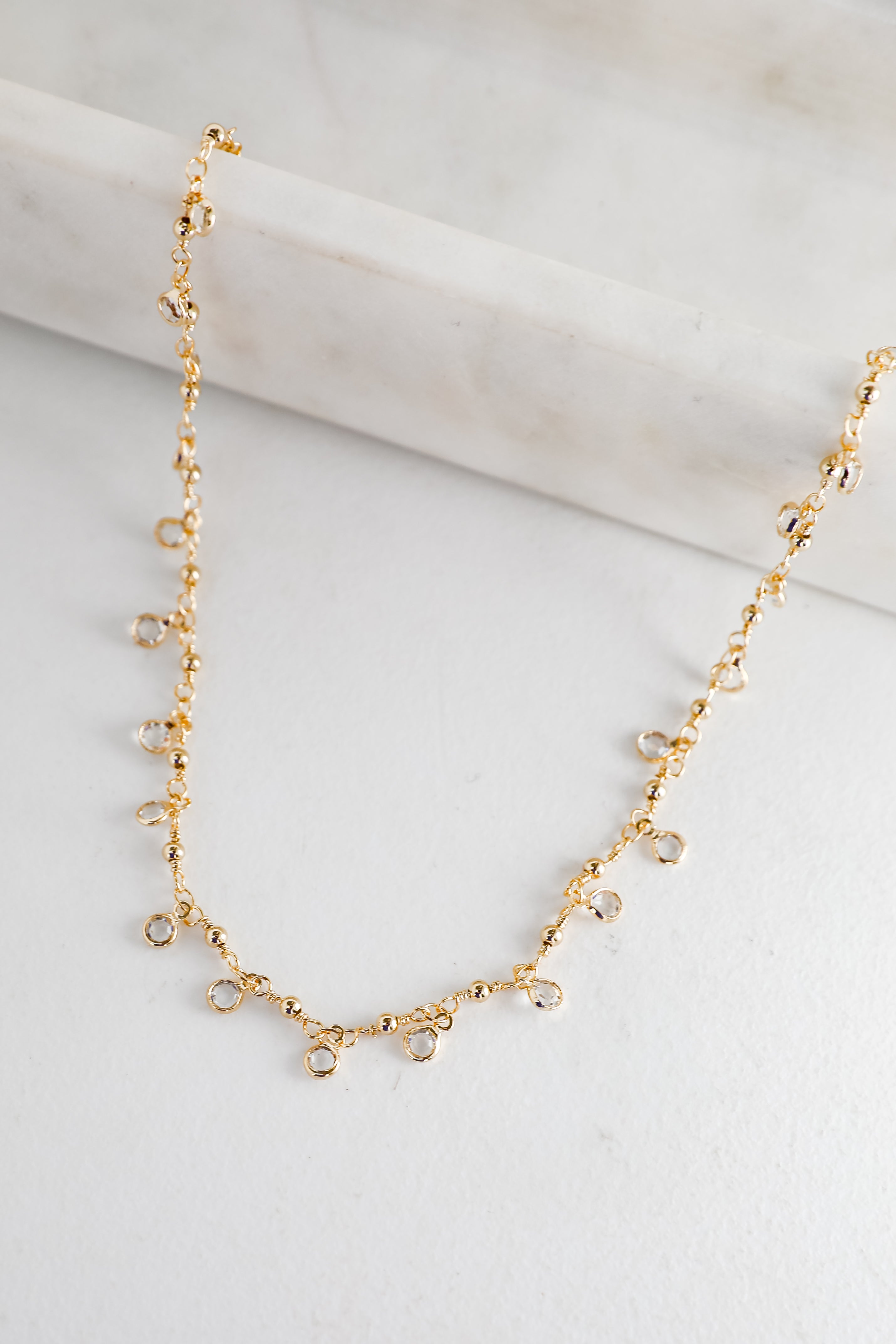 Margaret Gold Rhinestone Charm Necklace