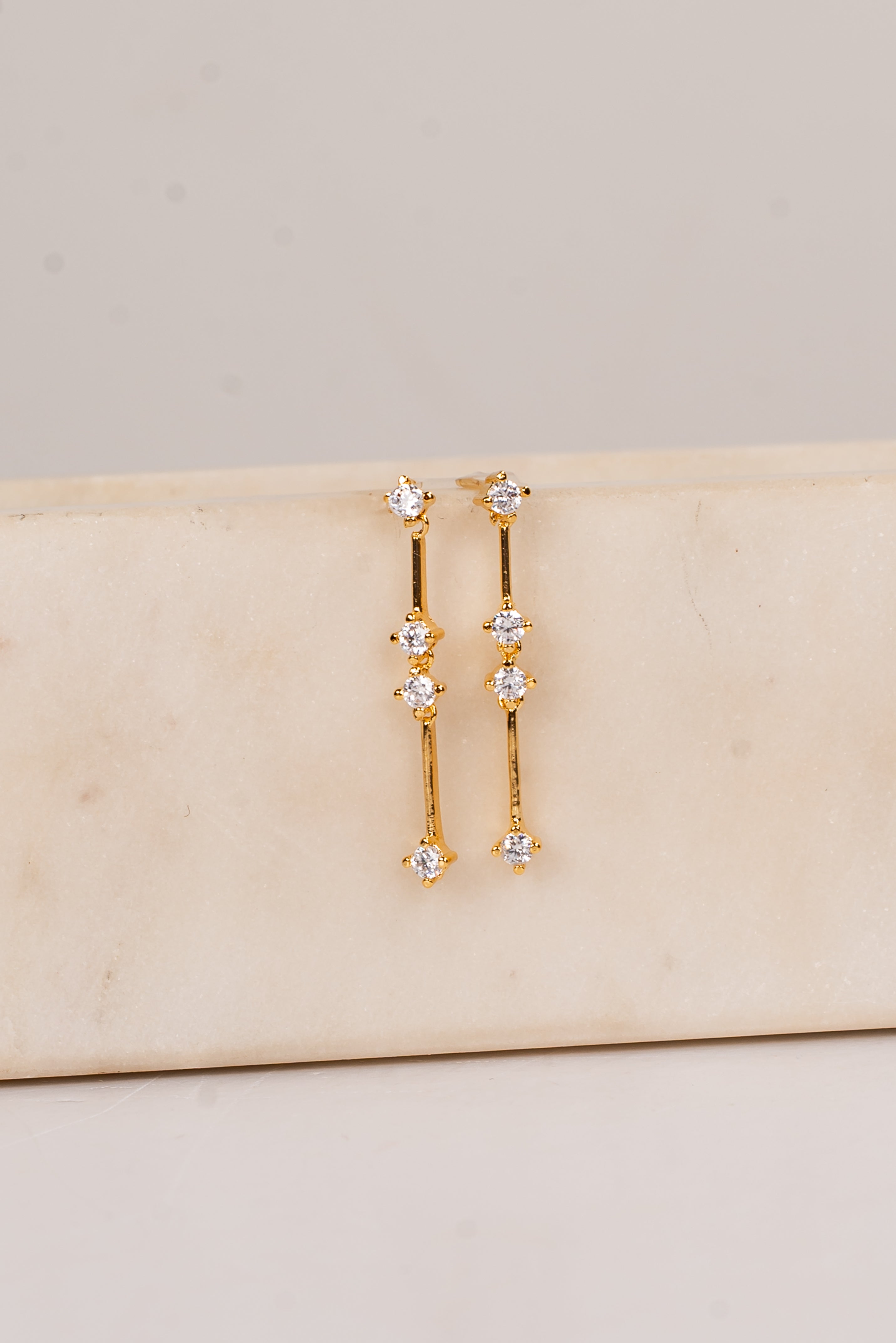 Sara Gold Rhinestone Drop Earrings