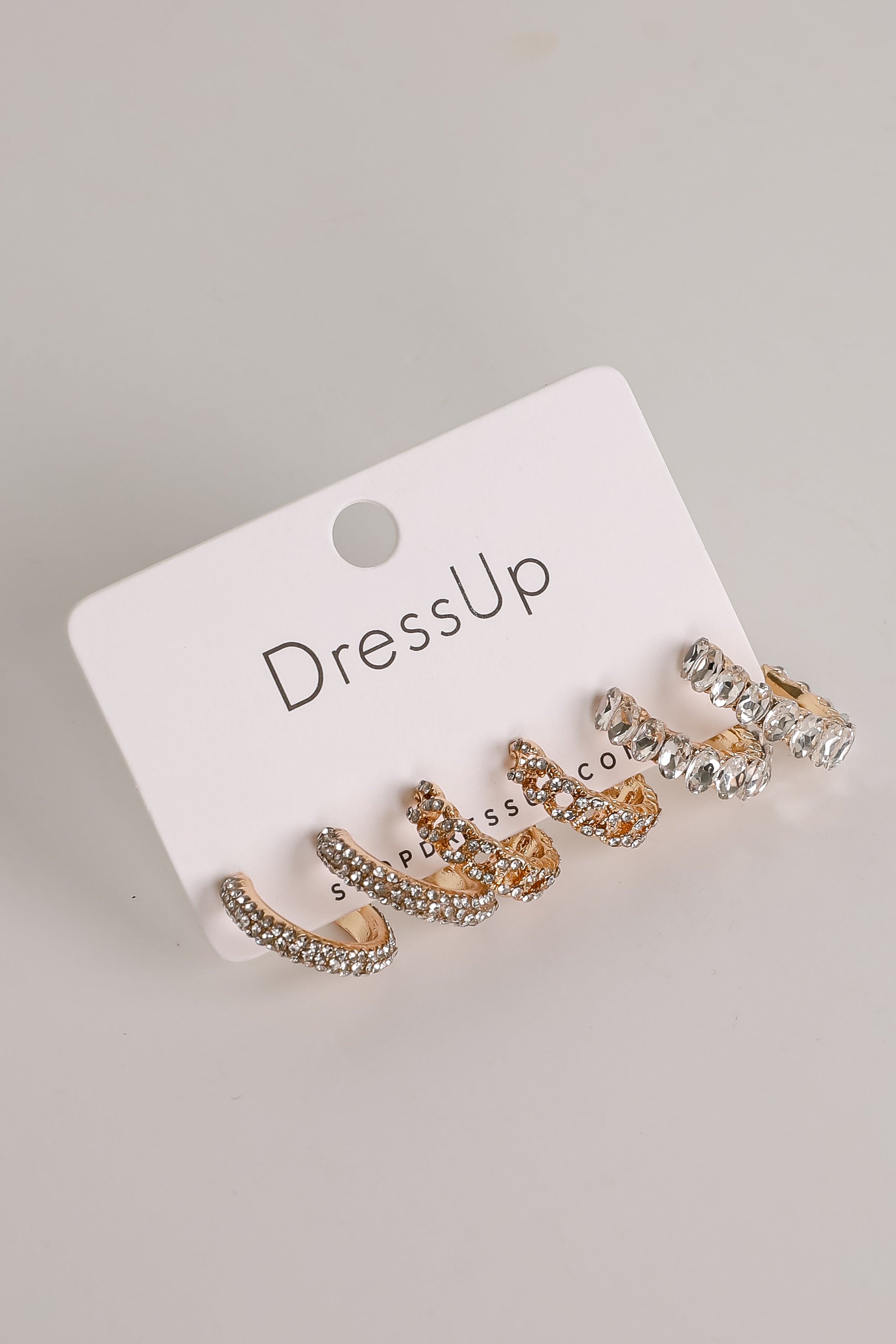 Alissa Gold Rhinestone Hoop Earring Set