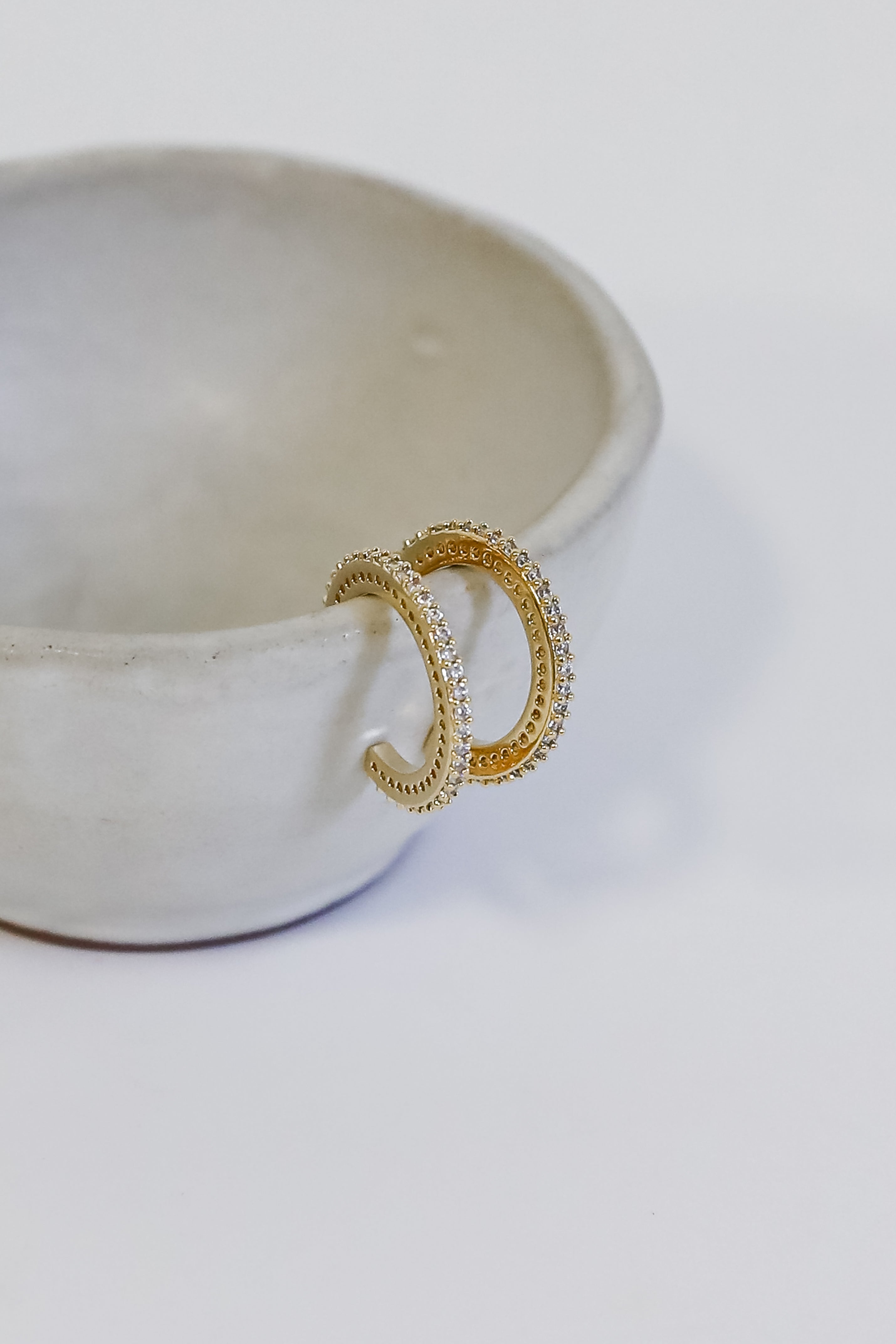 Lennon Gold Rhinestone Mini Hoop Earrings