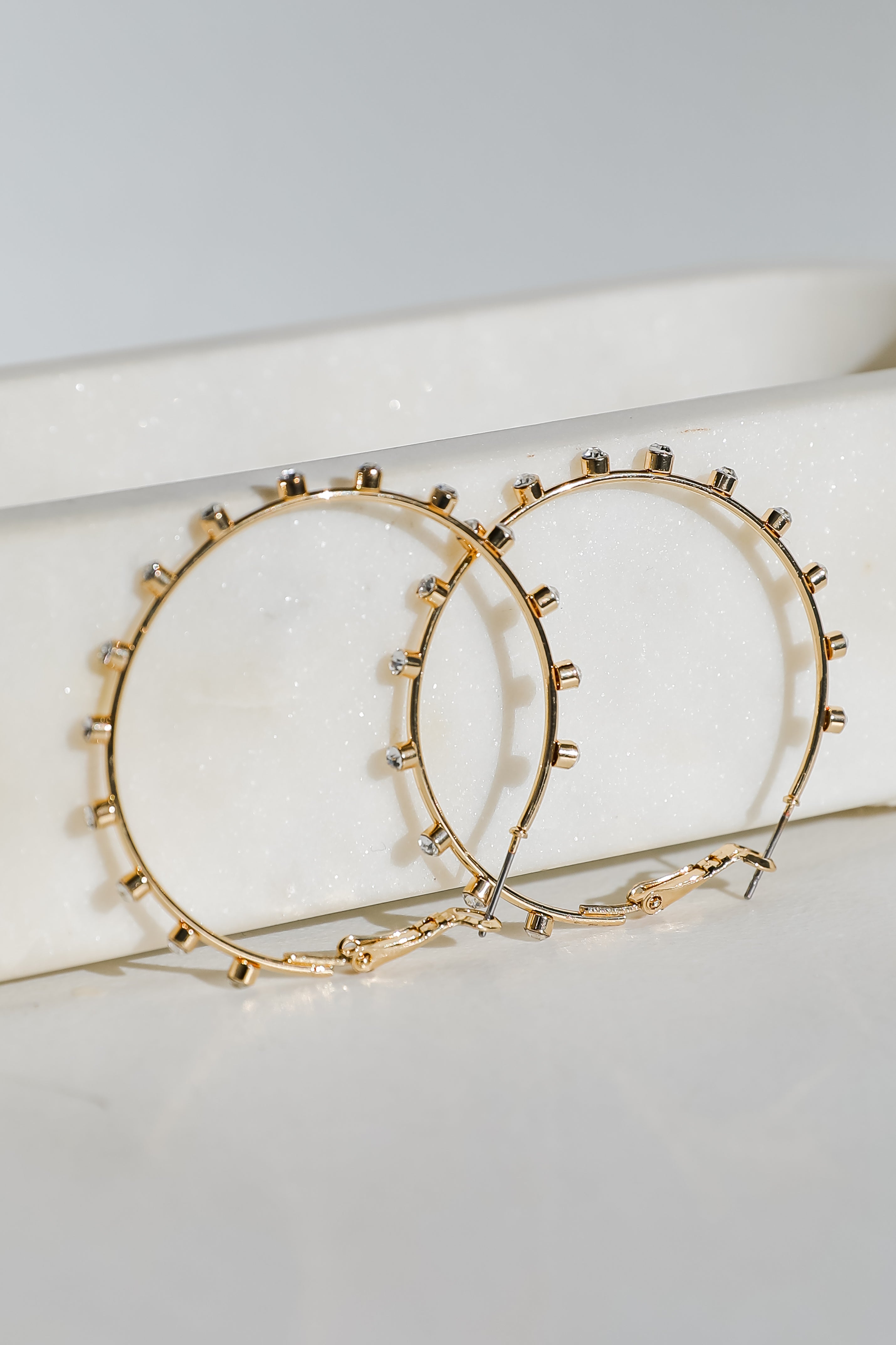 Caroline Gold Rhinestone Hoop Earrings