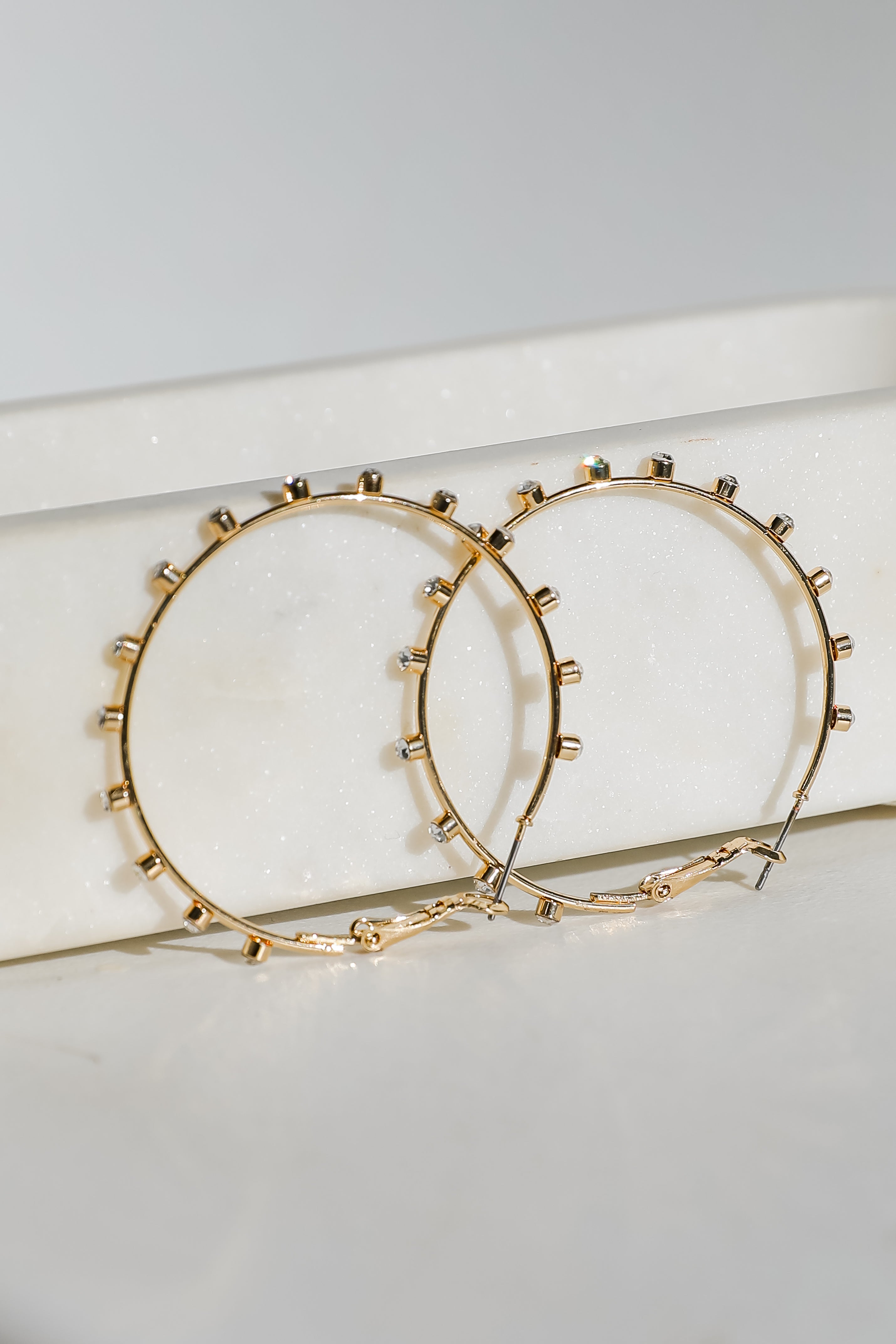 Caroline Gold Rhinestone Hoop Earrings