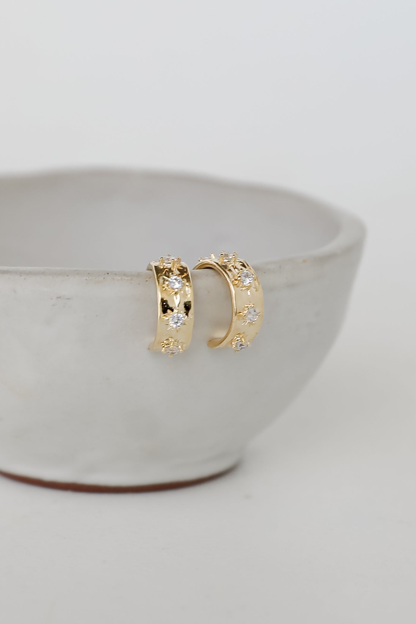 Gold Rhinestone Mini Hoop Earrings