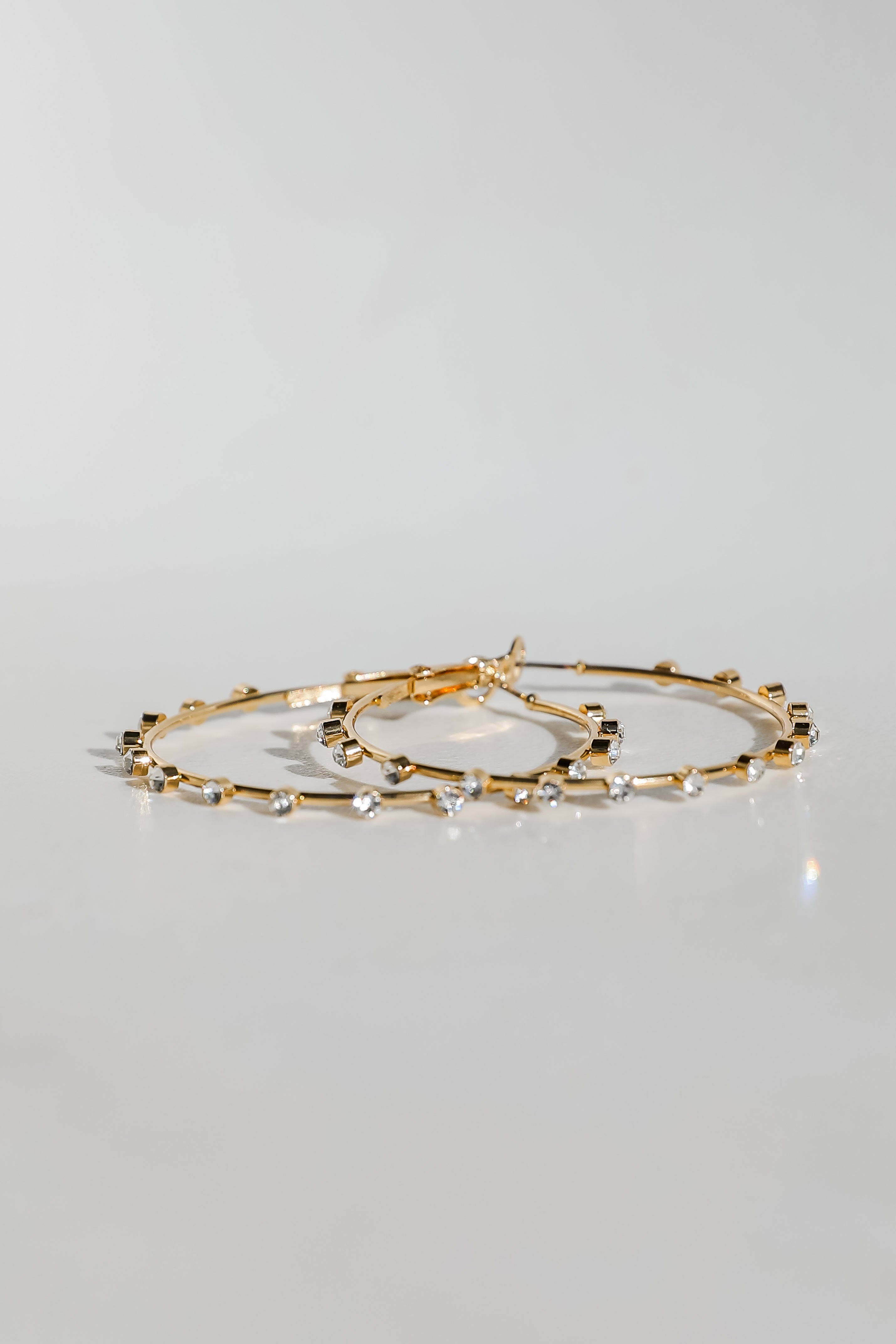 Caroline Gold Rhinestone Hoop Earrings