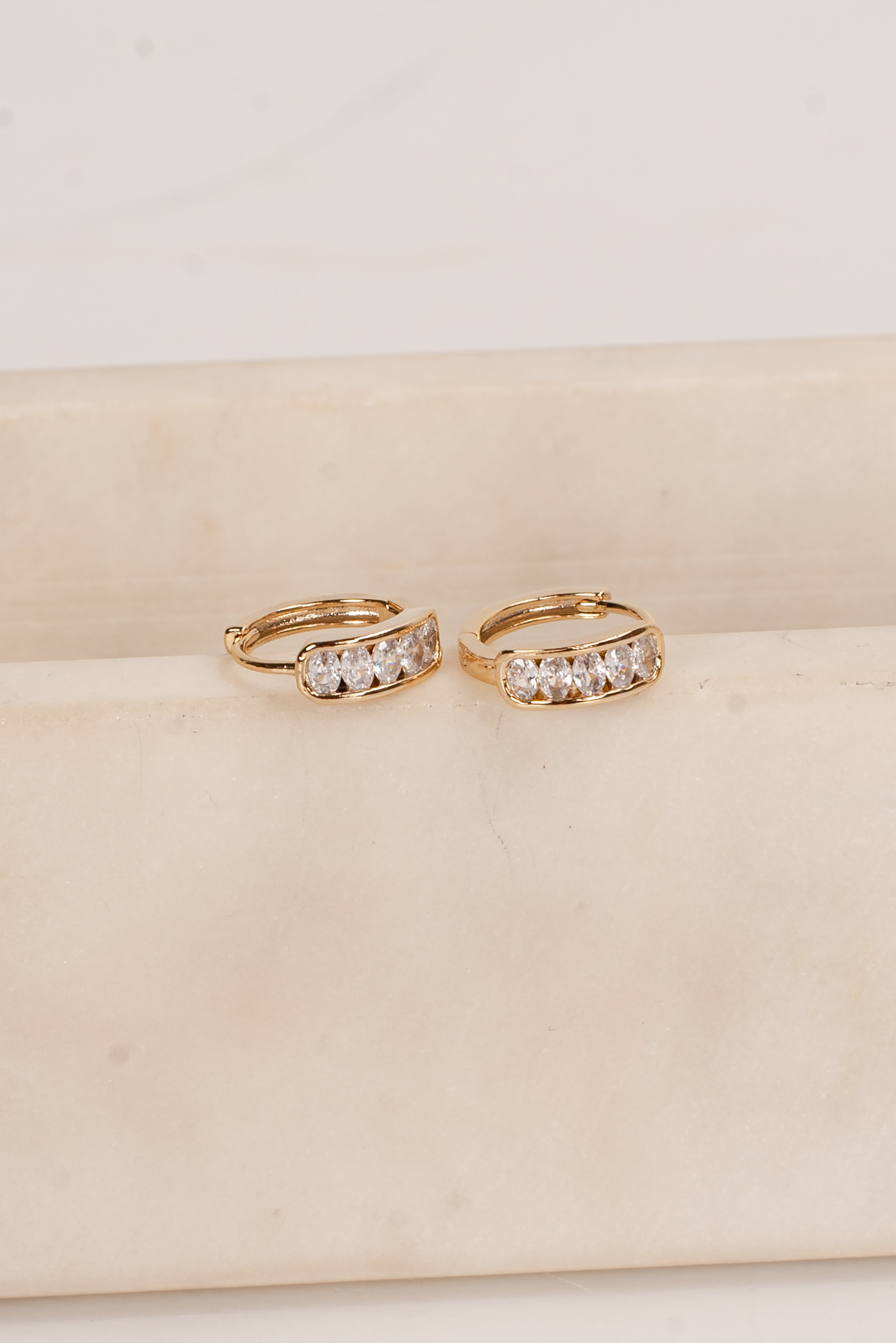Joanna Gold Rhinestone Mini Hoop Earrings