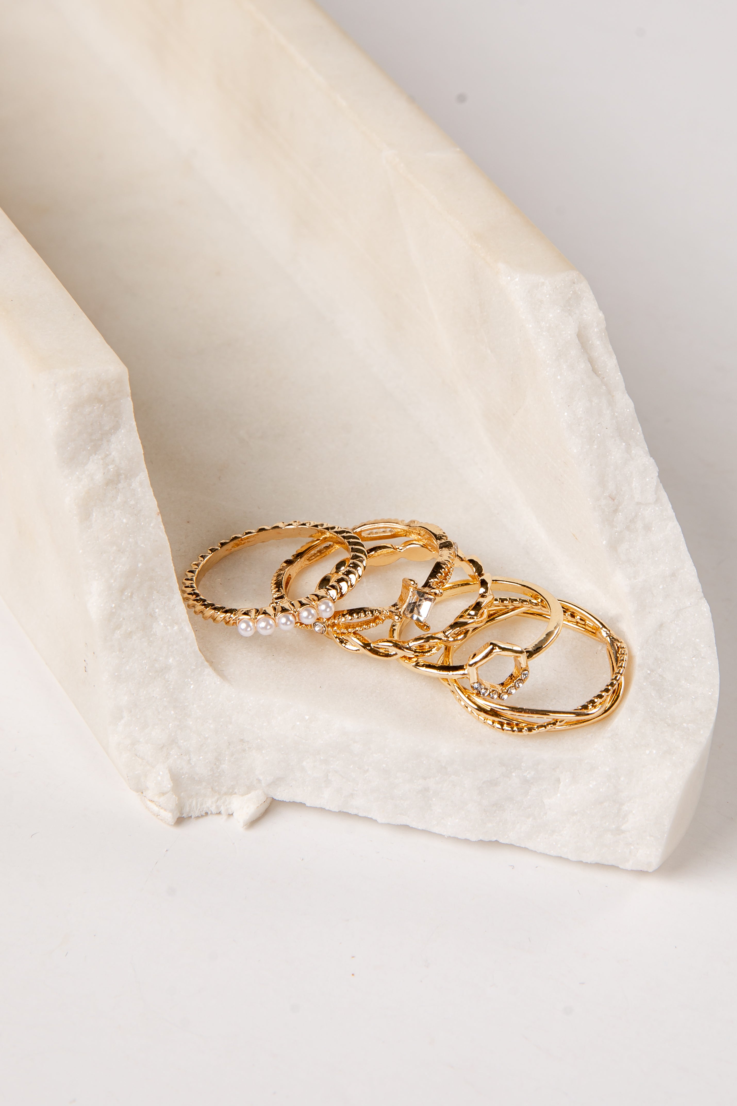 gold dress rings Cute Stacked Ring Set | Trendy Women's Jewelry Ships 6/6