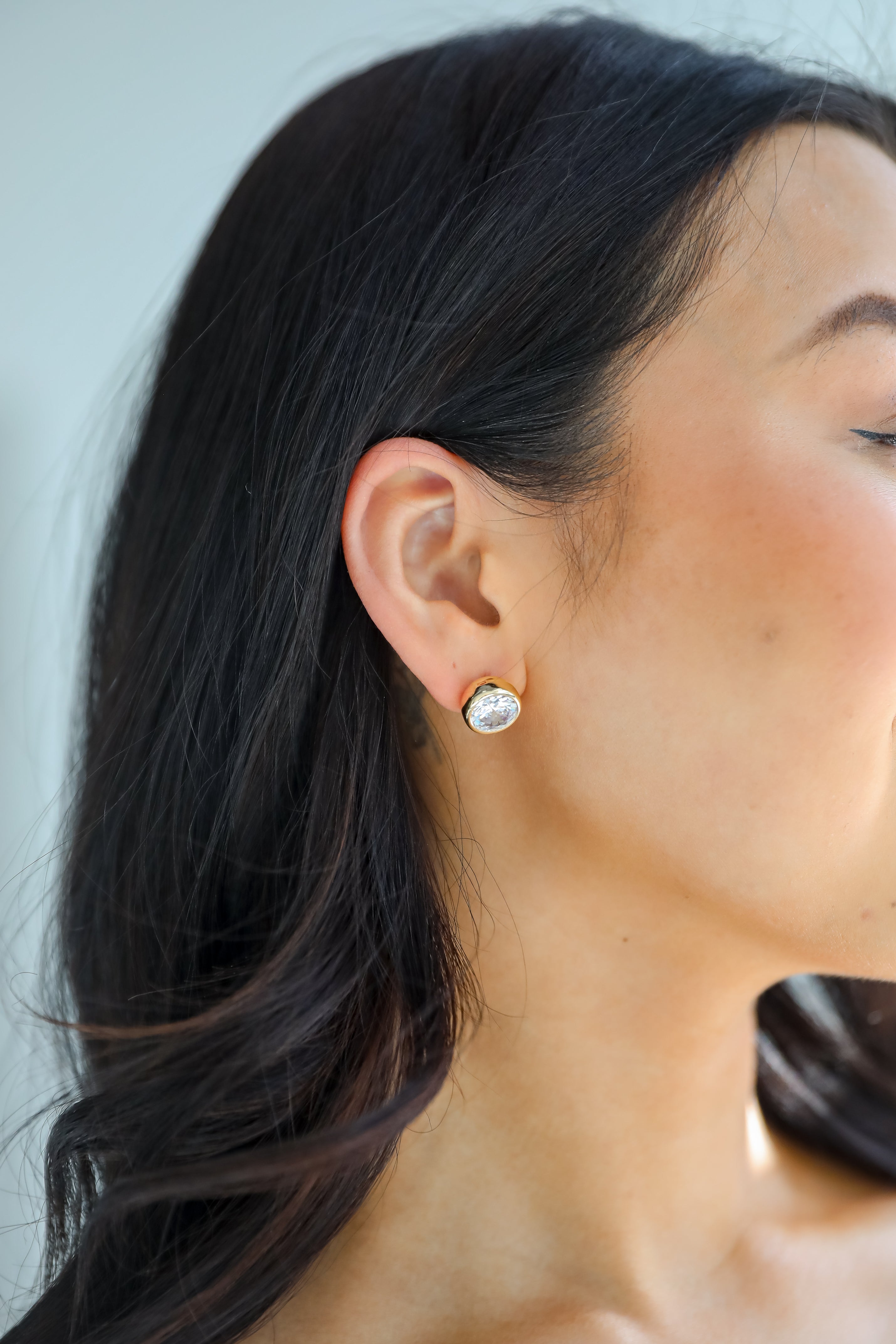 Miranda Gold Rhinestone Stud Earrings