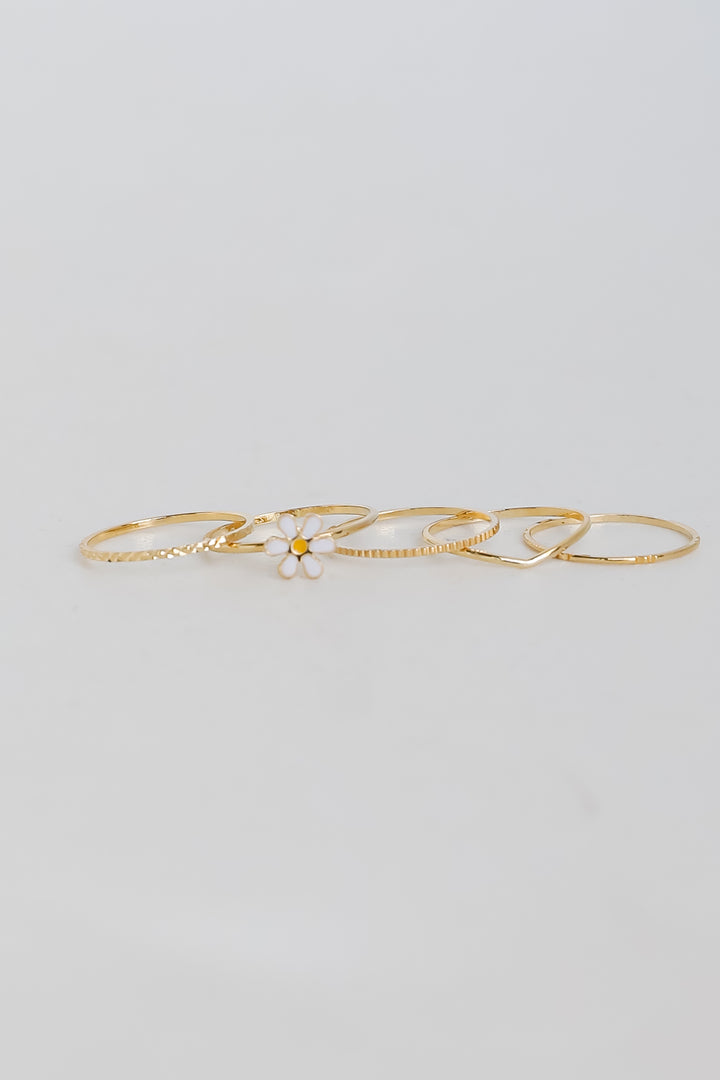 Gold Flower Ring Set for women