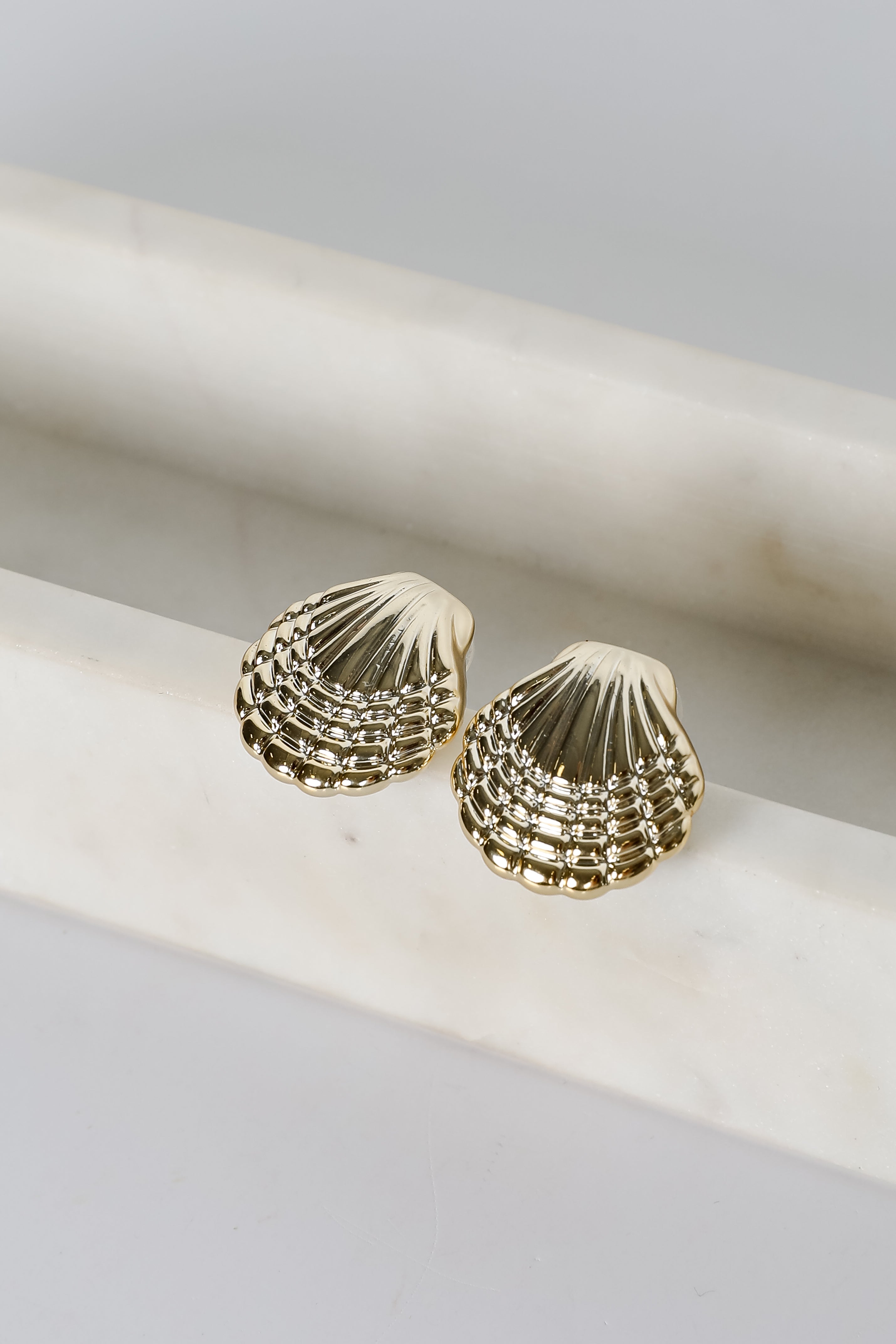 Meredith Gold Seashell Stud Earrings