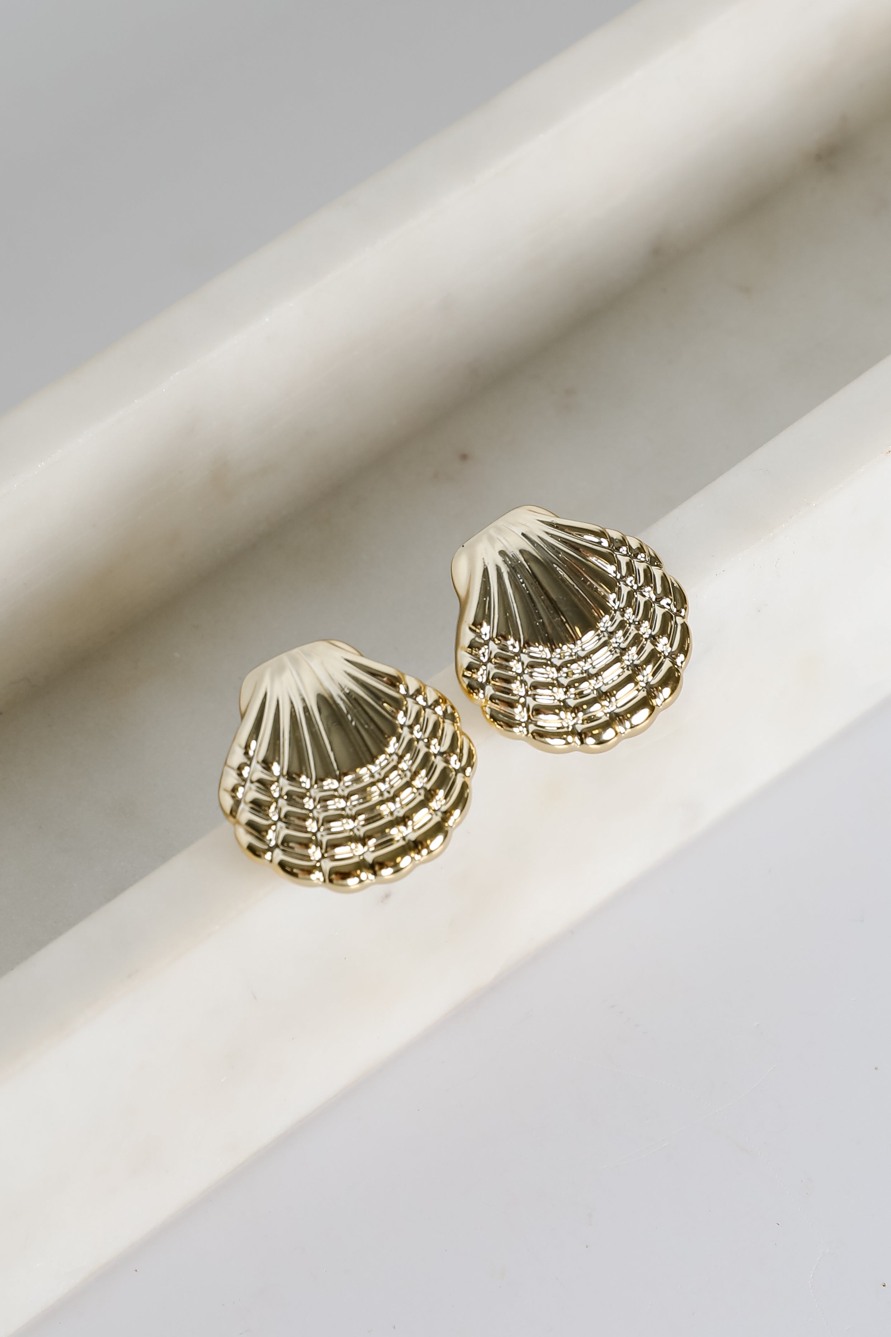 Meredith Gold Seashell Stud Earrings
