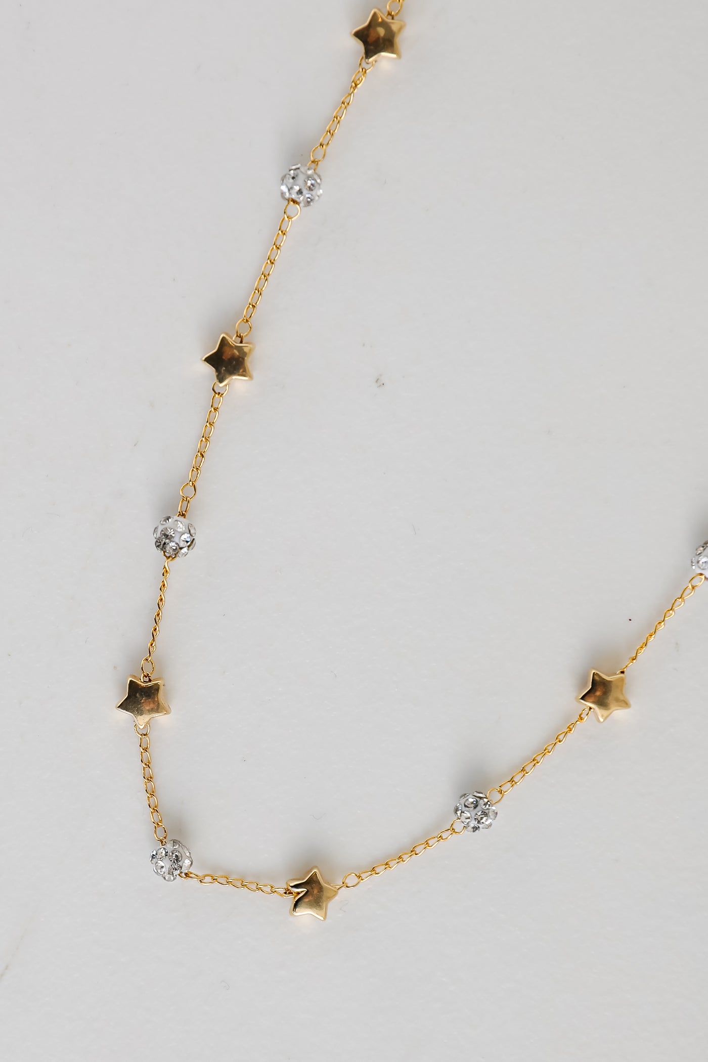 Gold Star + Rhinestone Charm Necklace