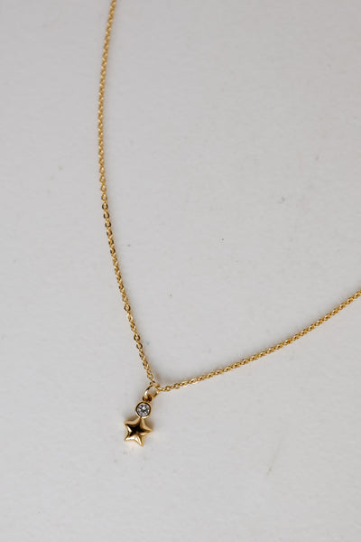 Gold Rhinestone Star Charm Necklace