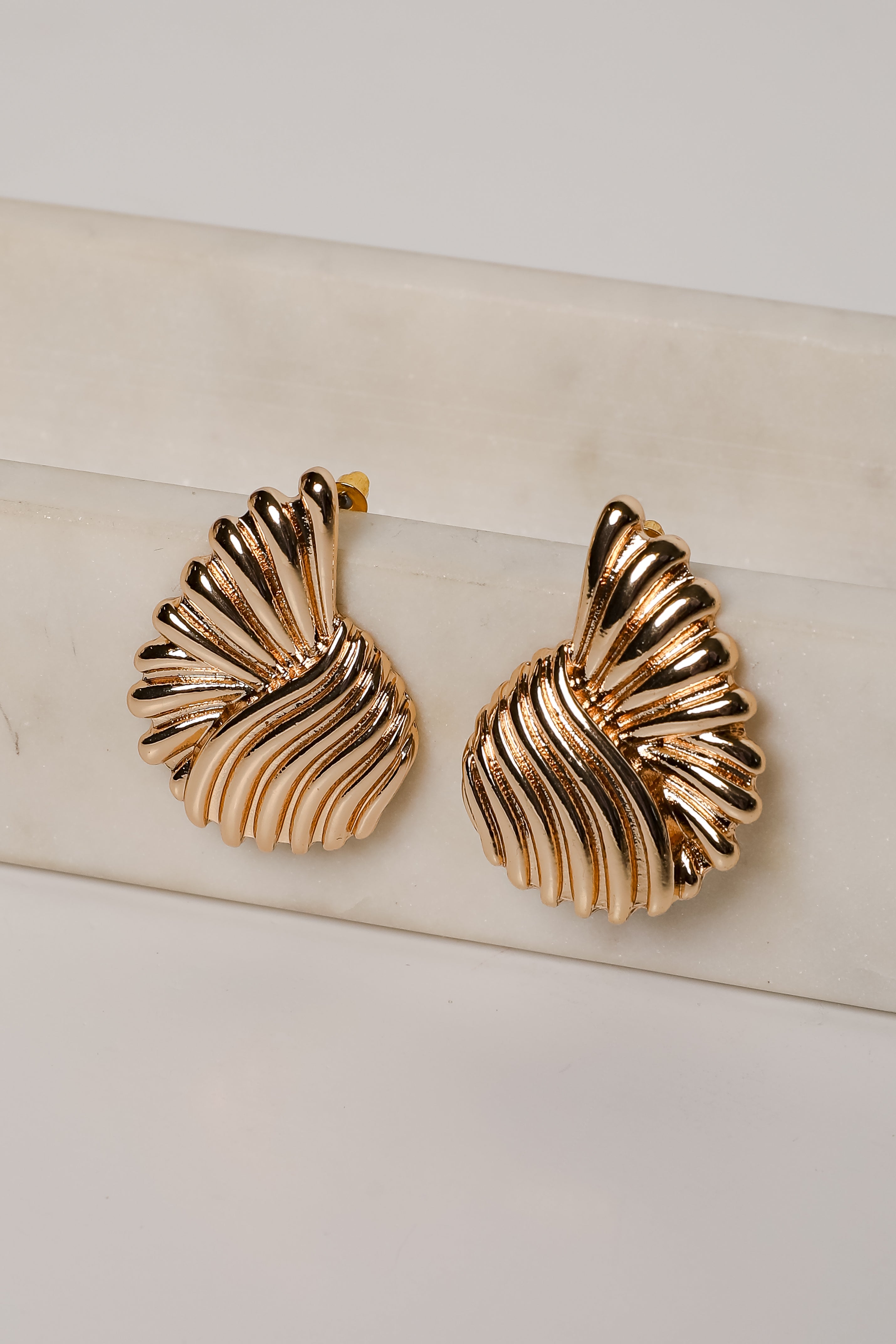 Kenzie Gold Textured Statement Earrings