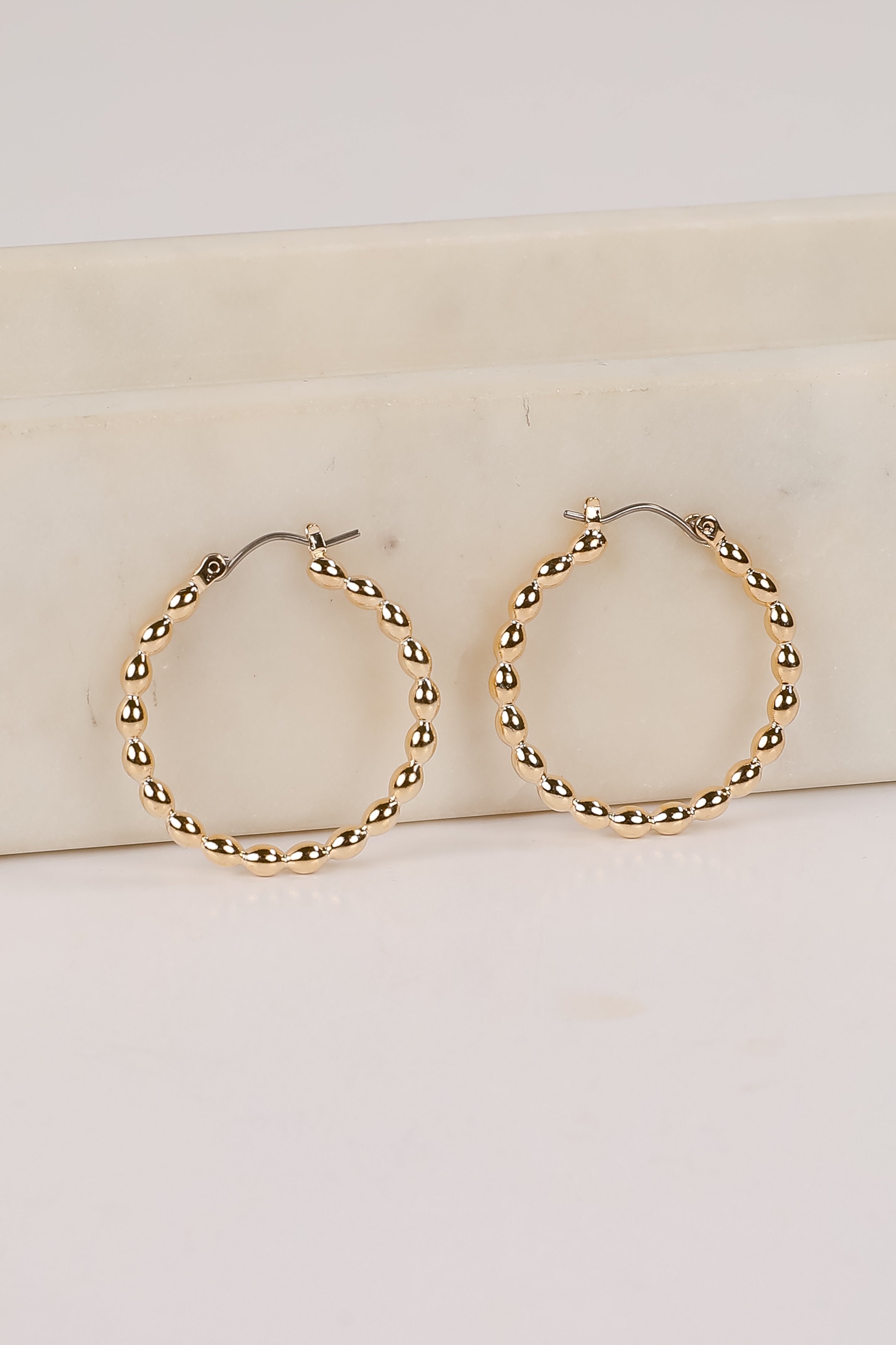 Ava Gold Textured Hoop Earrings