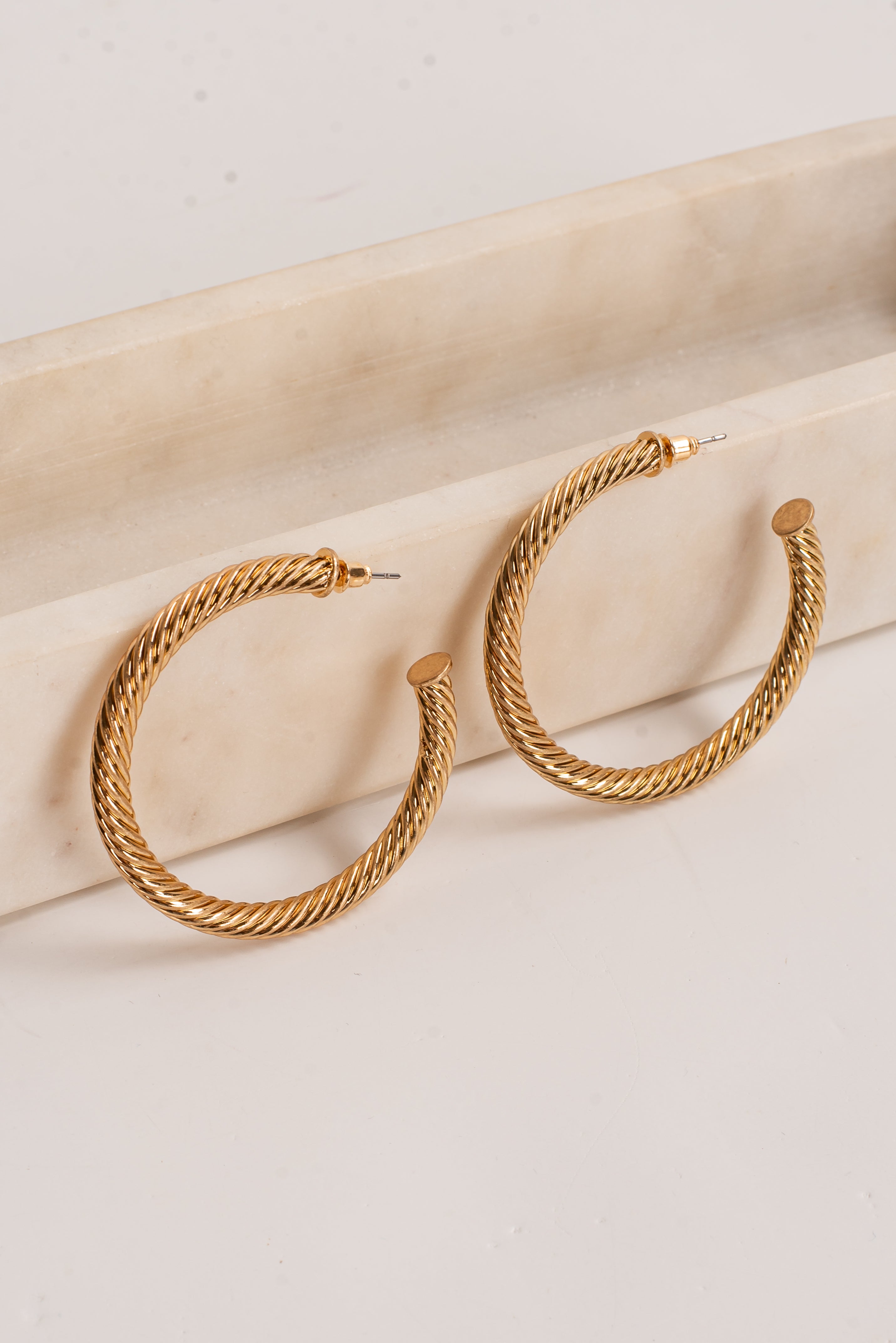 Selena Gold Textured Hoop Earrings