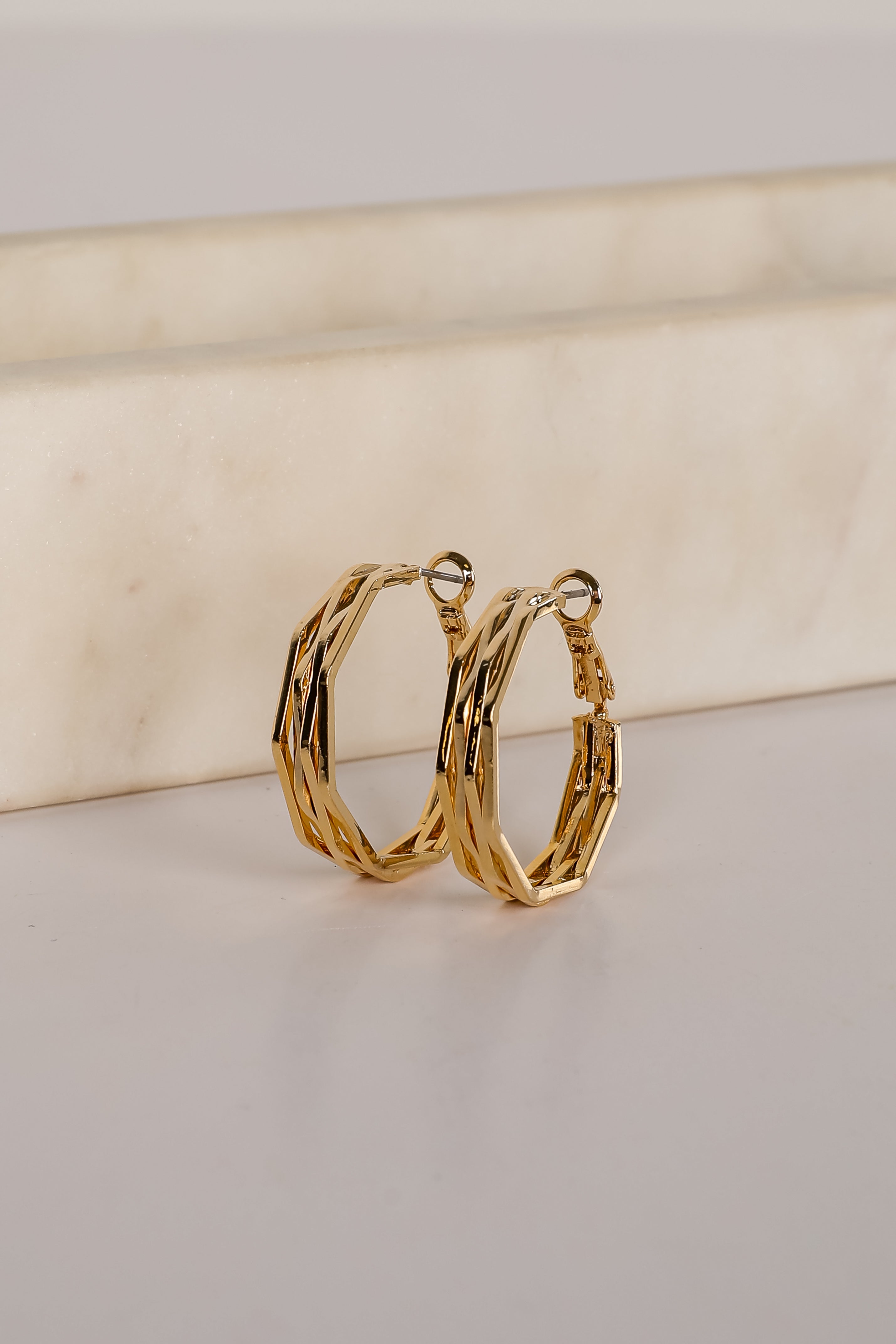 Lisa Gold Textured Hoop Earrings