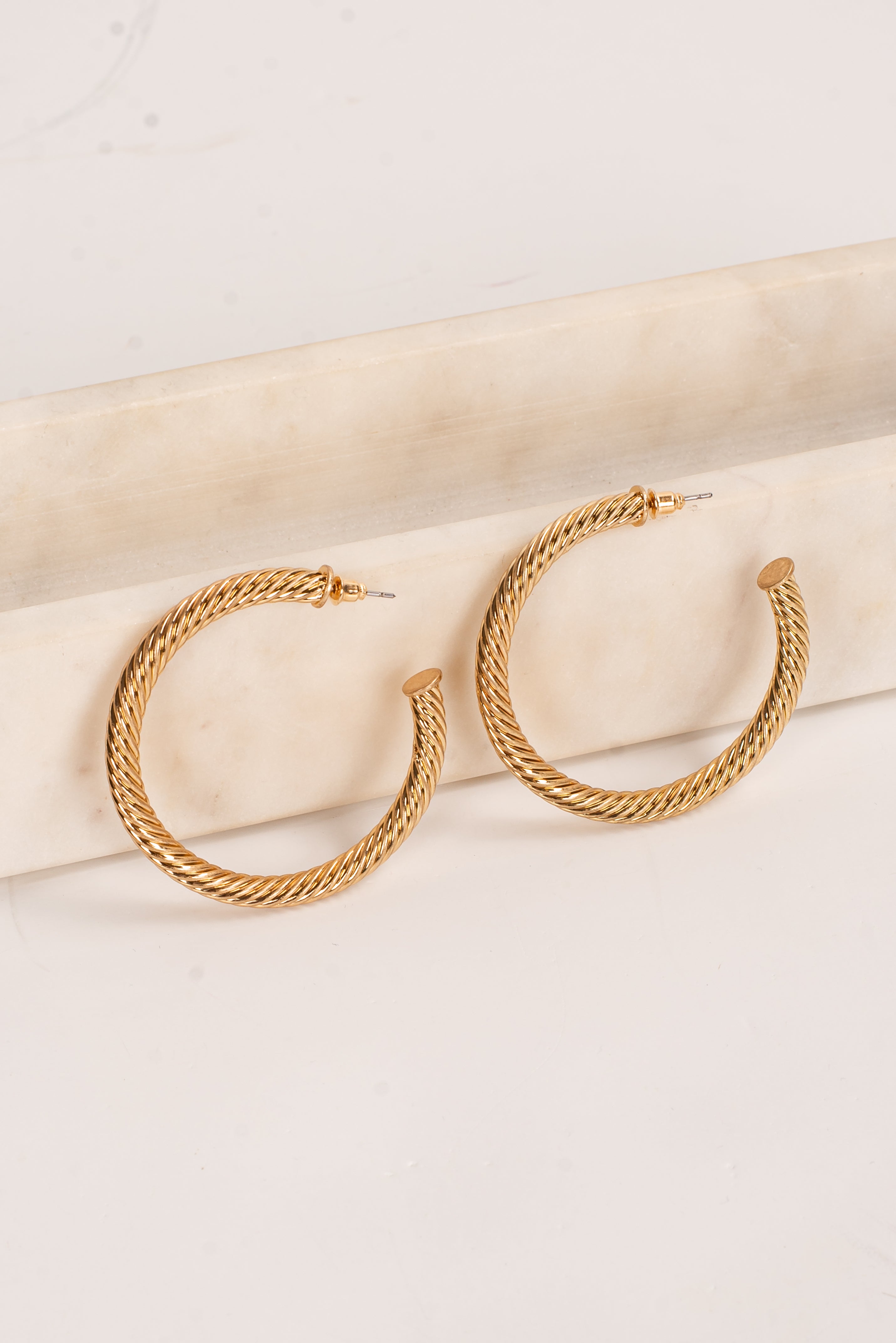 Selena Gold Textured Hoop Earrings