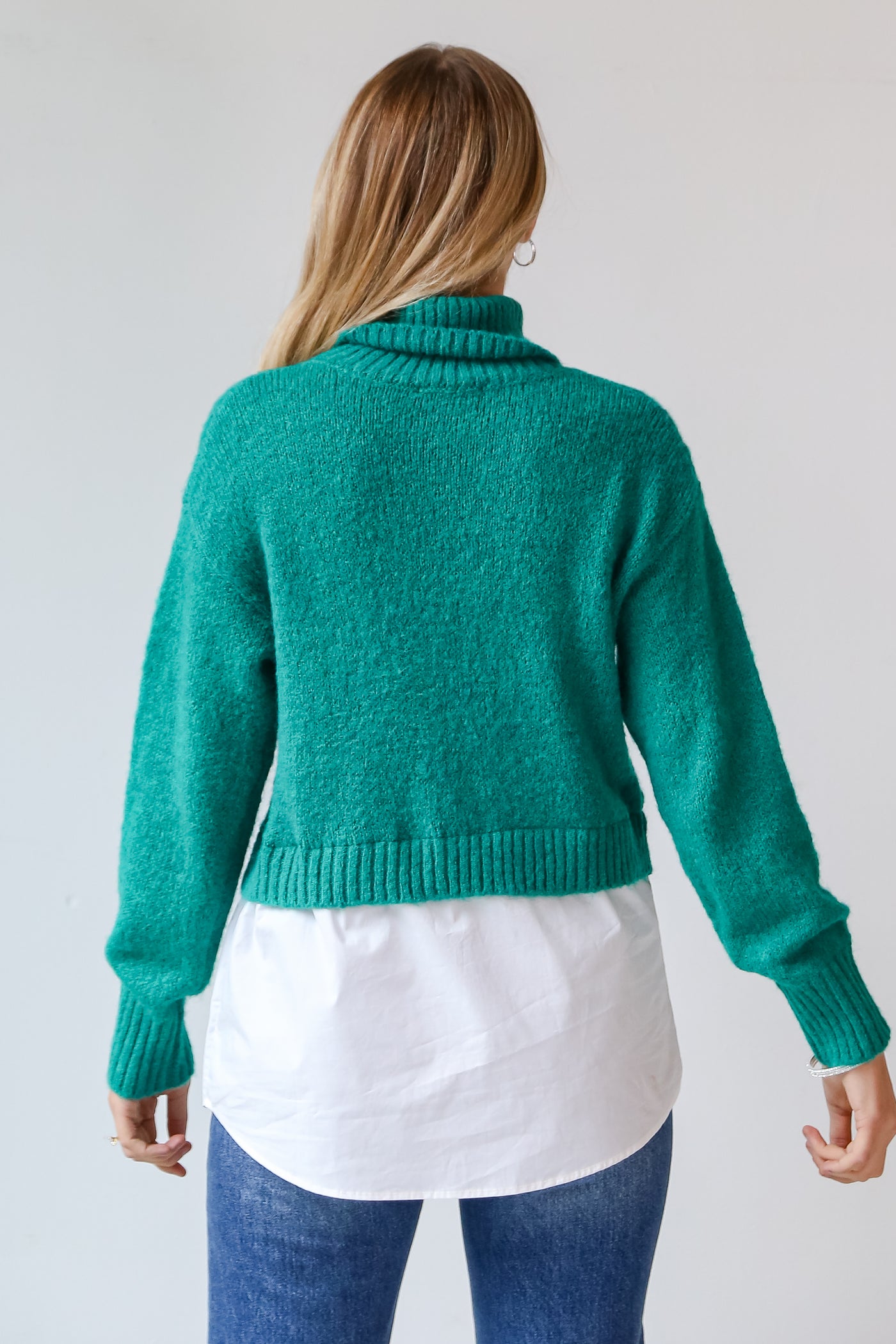 cute Green Cable Knit Sweater Blouse