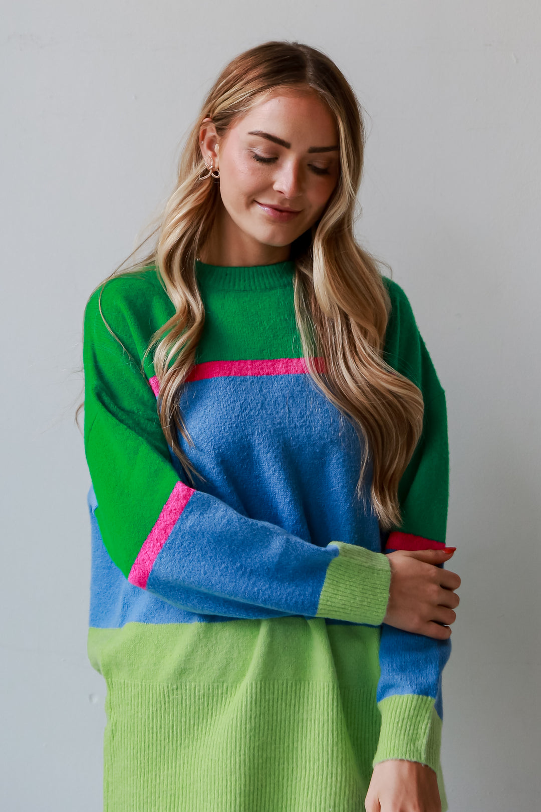 Color Block Oversized Sweater for women
