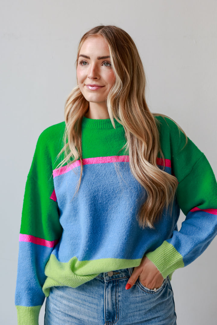trendy Color Block Oversized Sweater