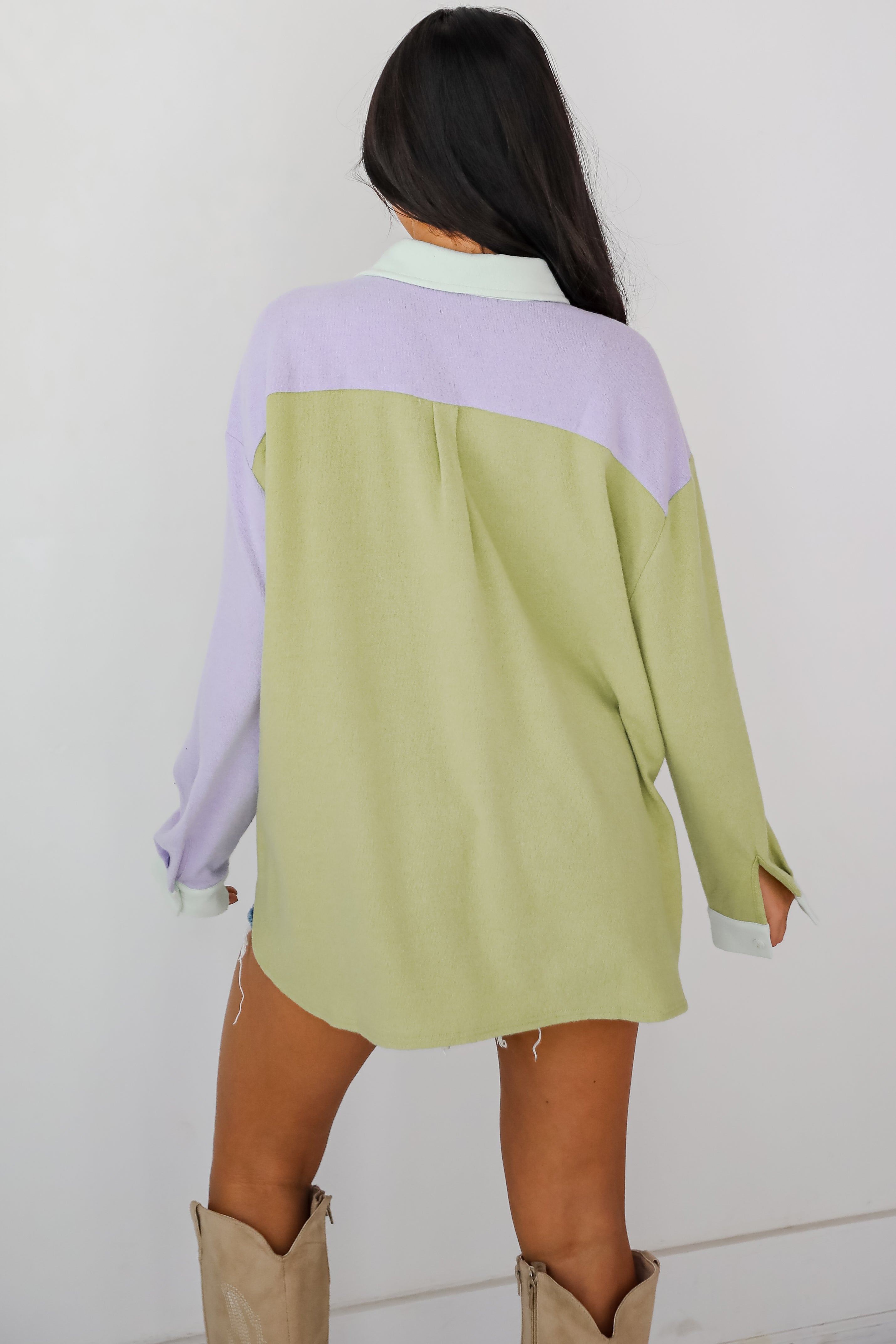 Convincing Charm Brushed Knit Color Block Top
