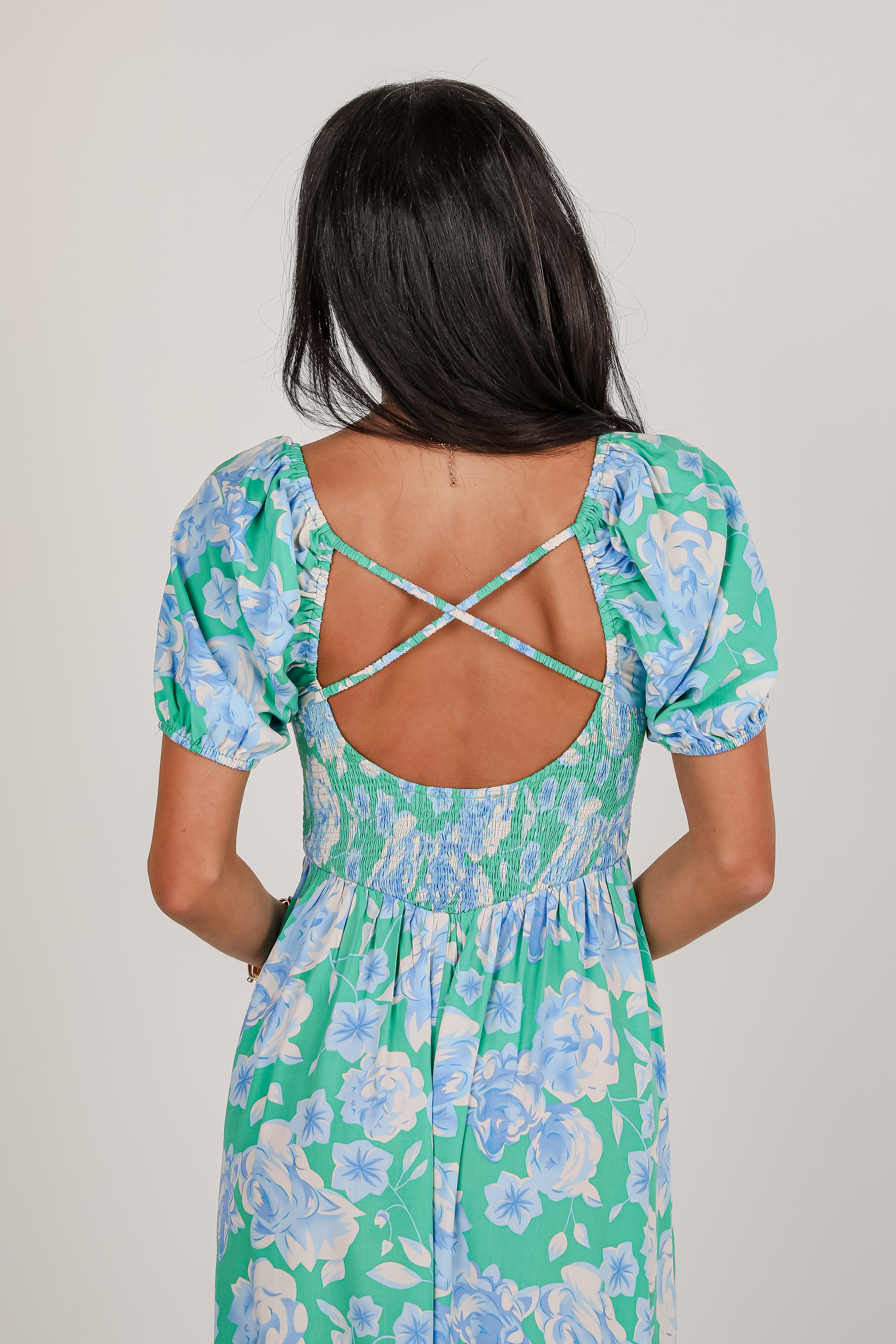 Romantic Celebration Green Floral Maxi Dress