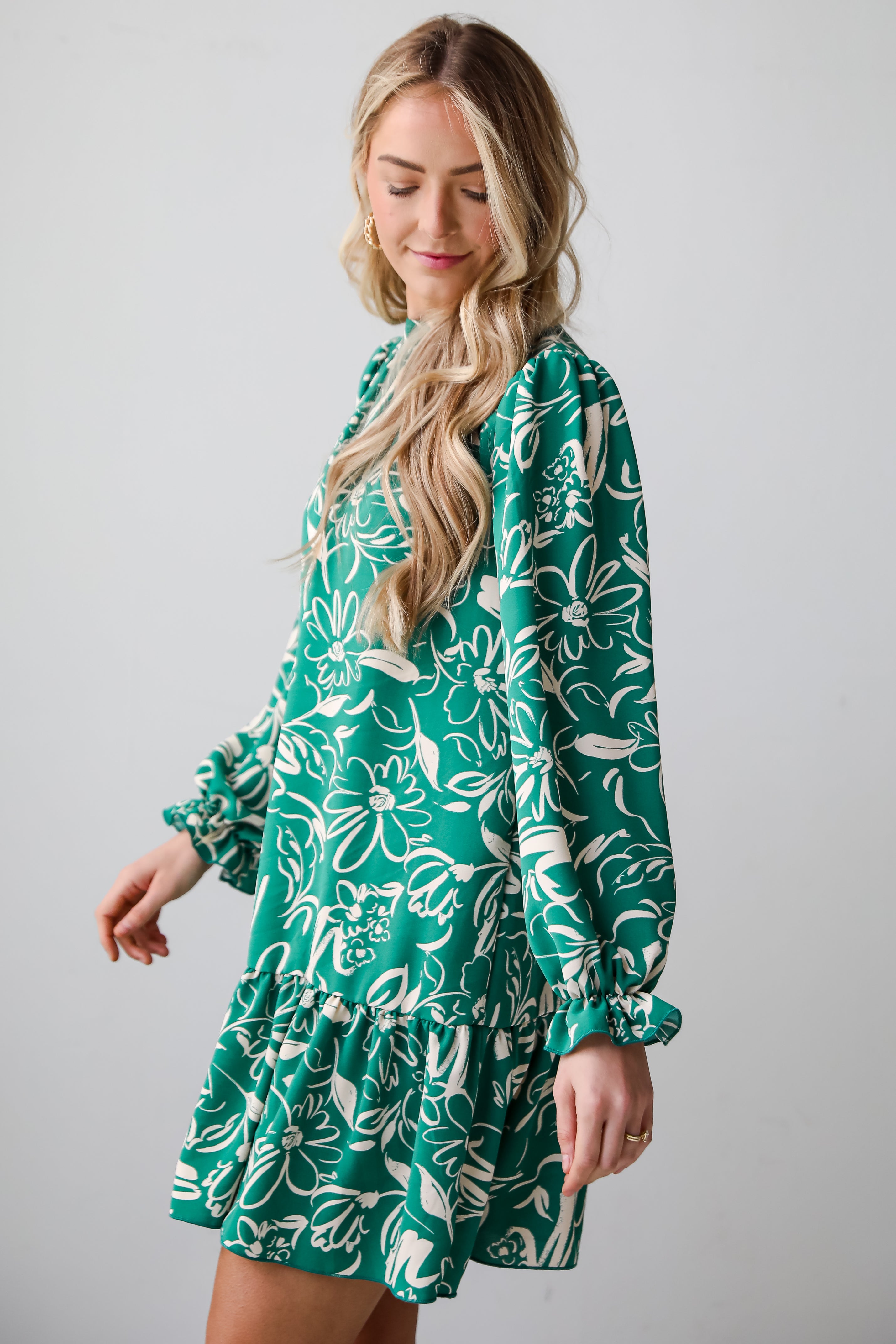 cute Green Floral Mini Dress Darling Quality Green Floral Mini Dress.