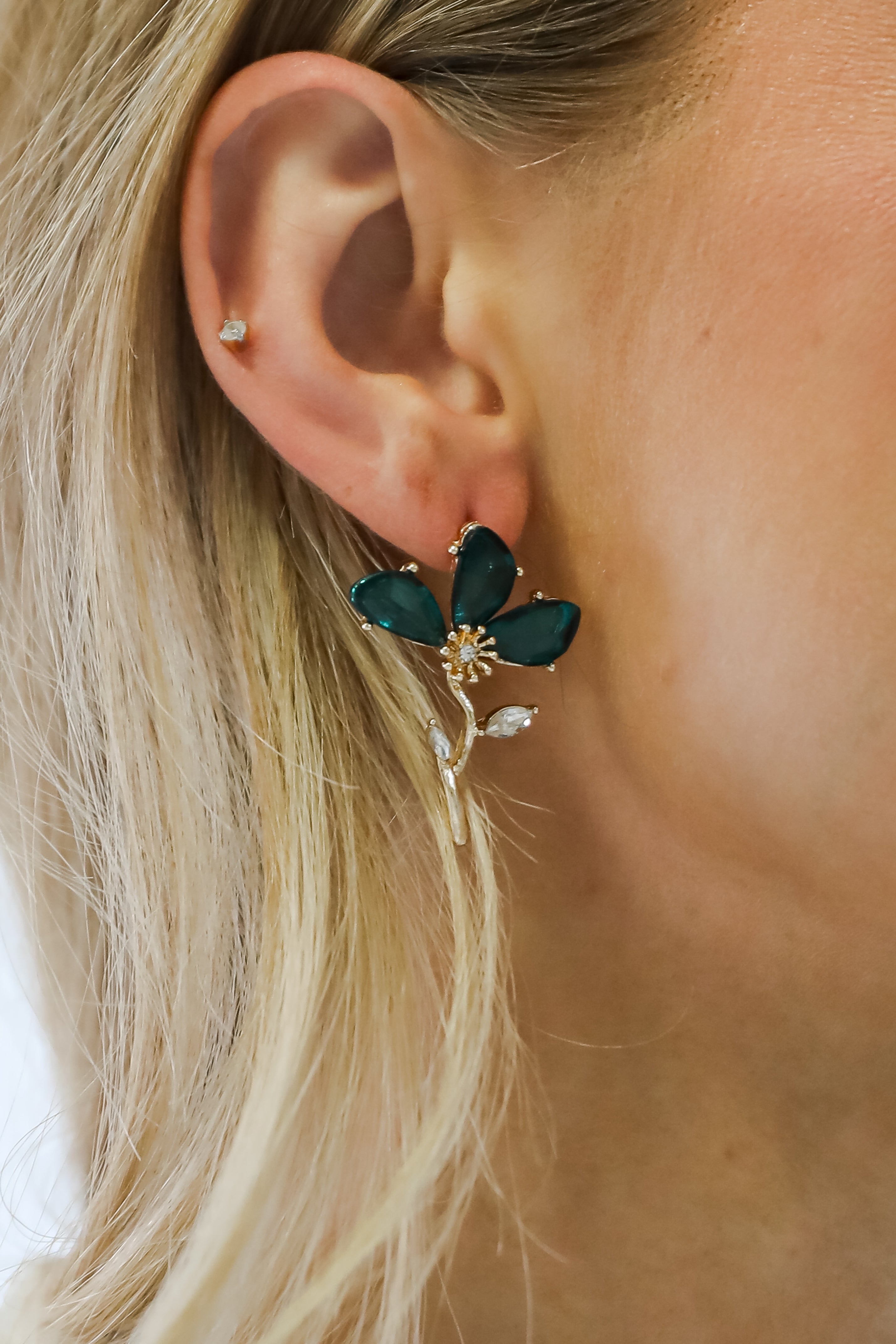 Carmen Green Gemstone Flower Earrings