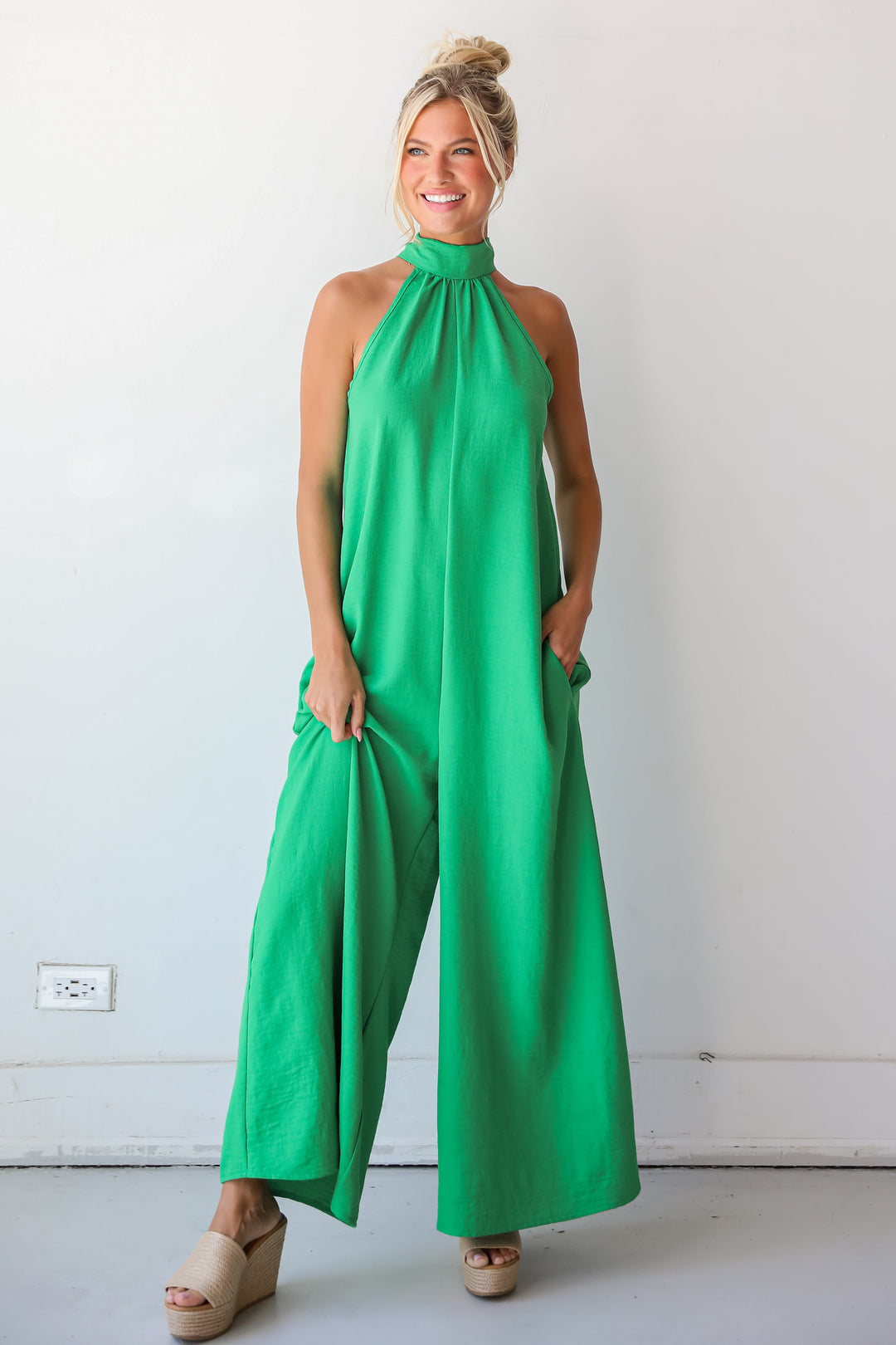 flowy Green Jumpsuit