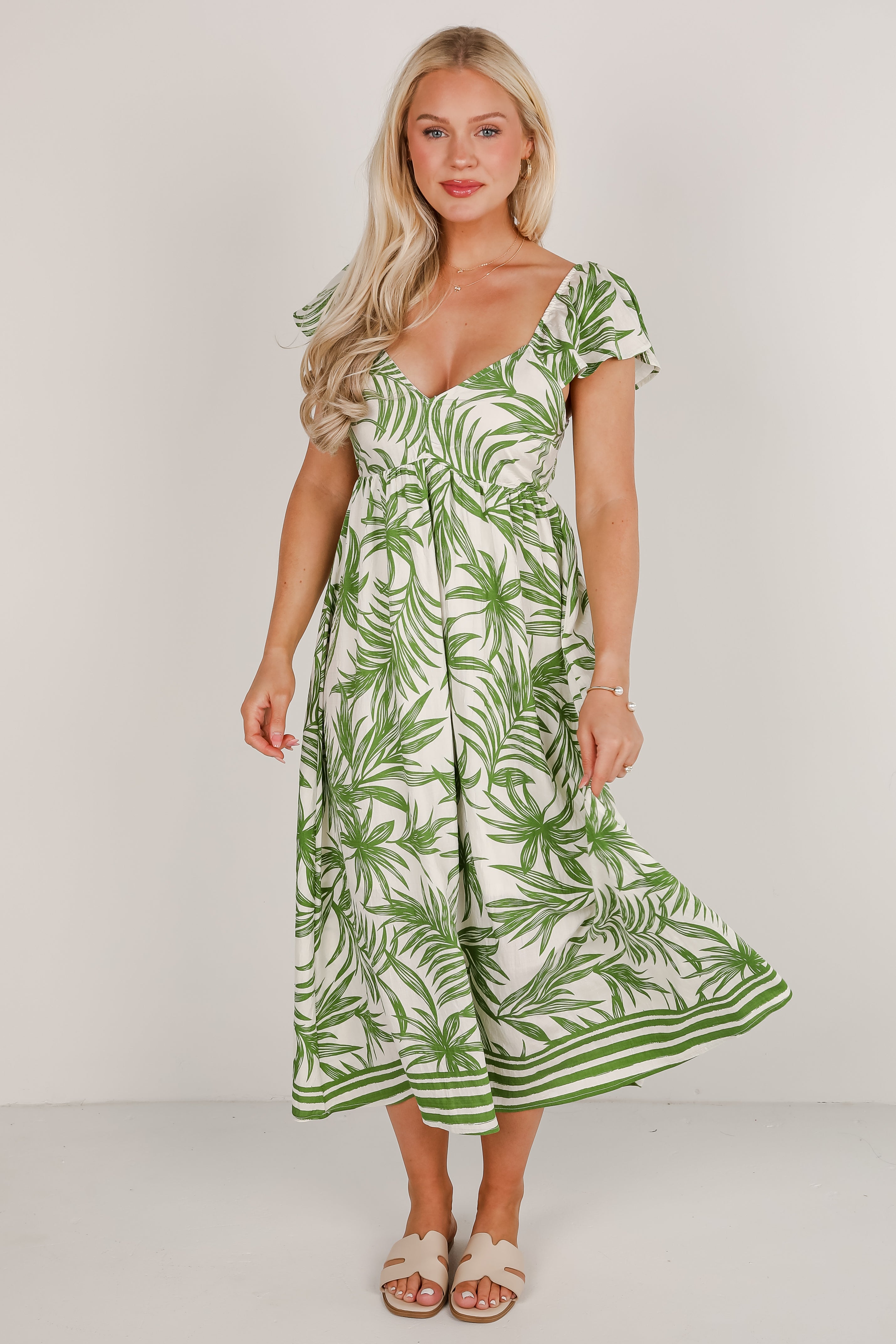 Follow You Anywhere Leaf Print Maxi Dress