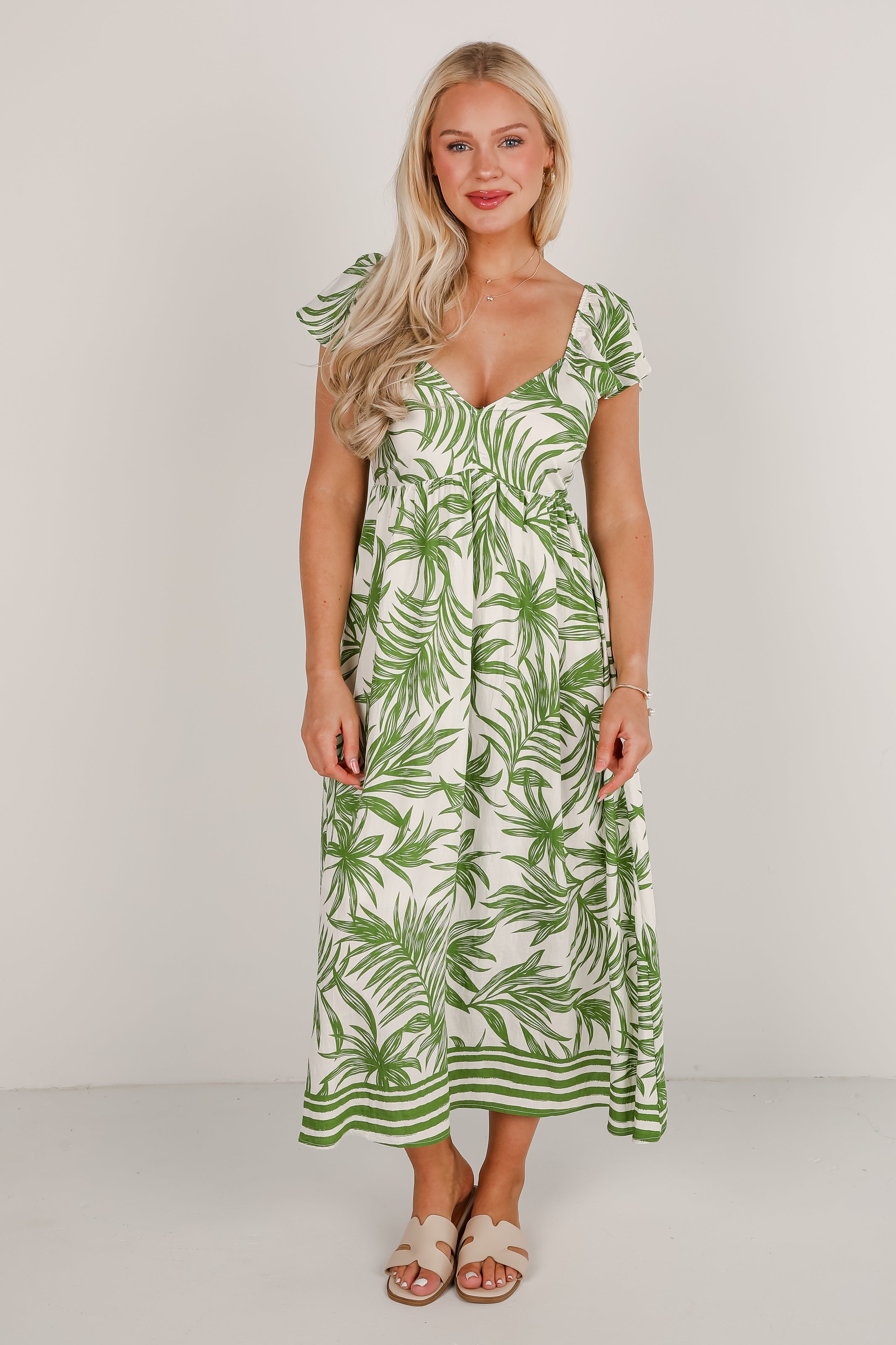 Follow You Anywhere Leaf Print Maxi Dress