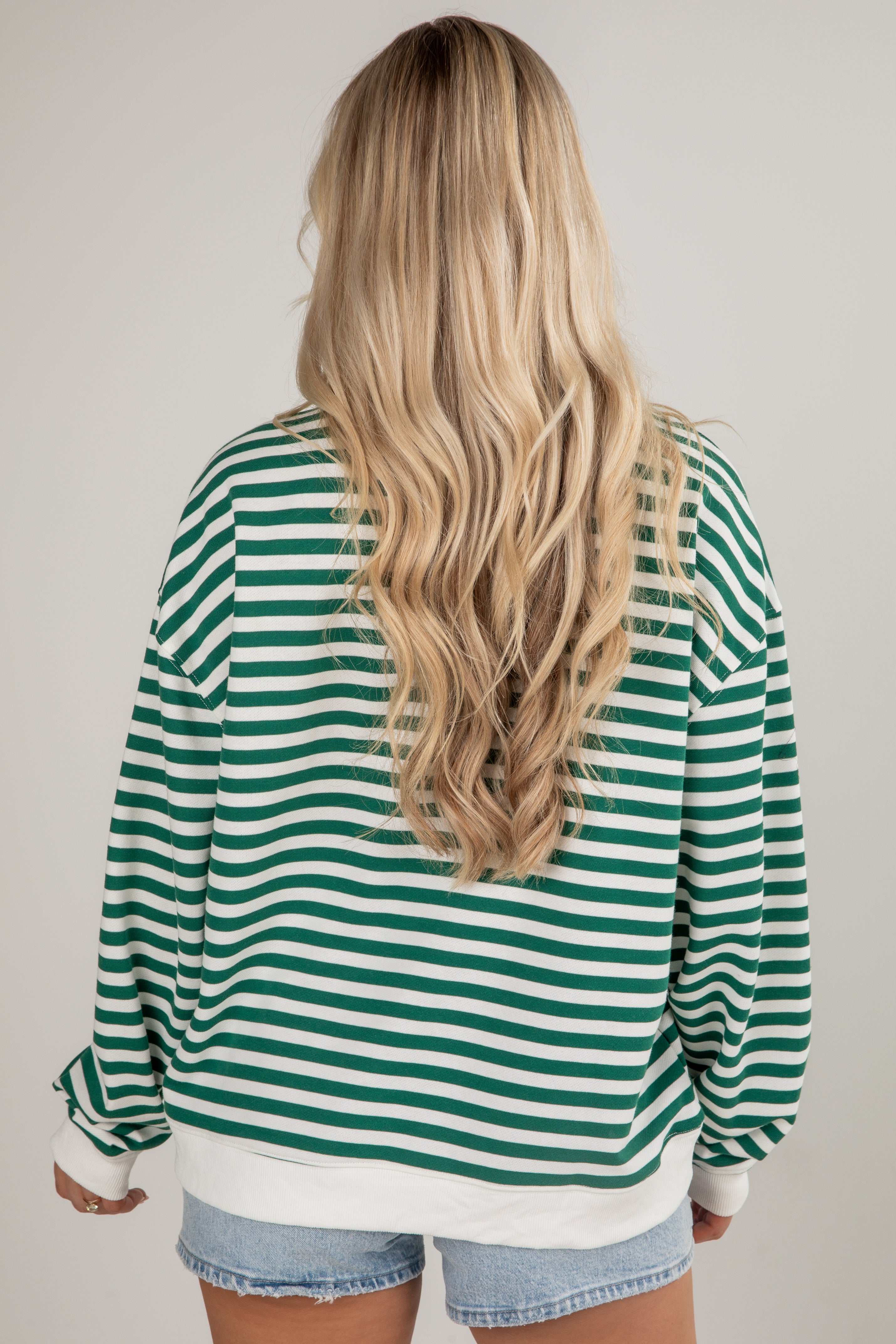 green striped pullover