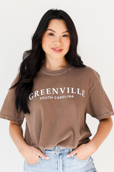 Mocha Greenville South Carolina Tee on dress up model