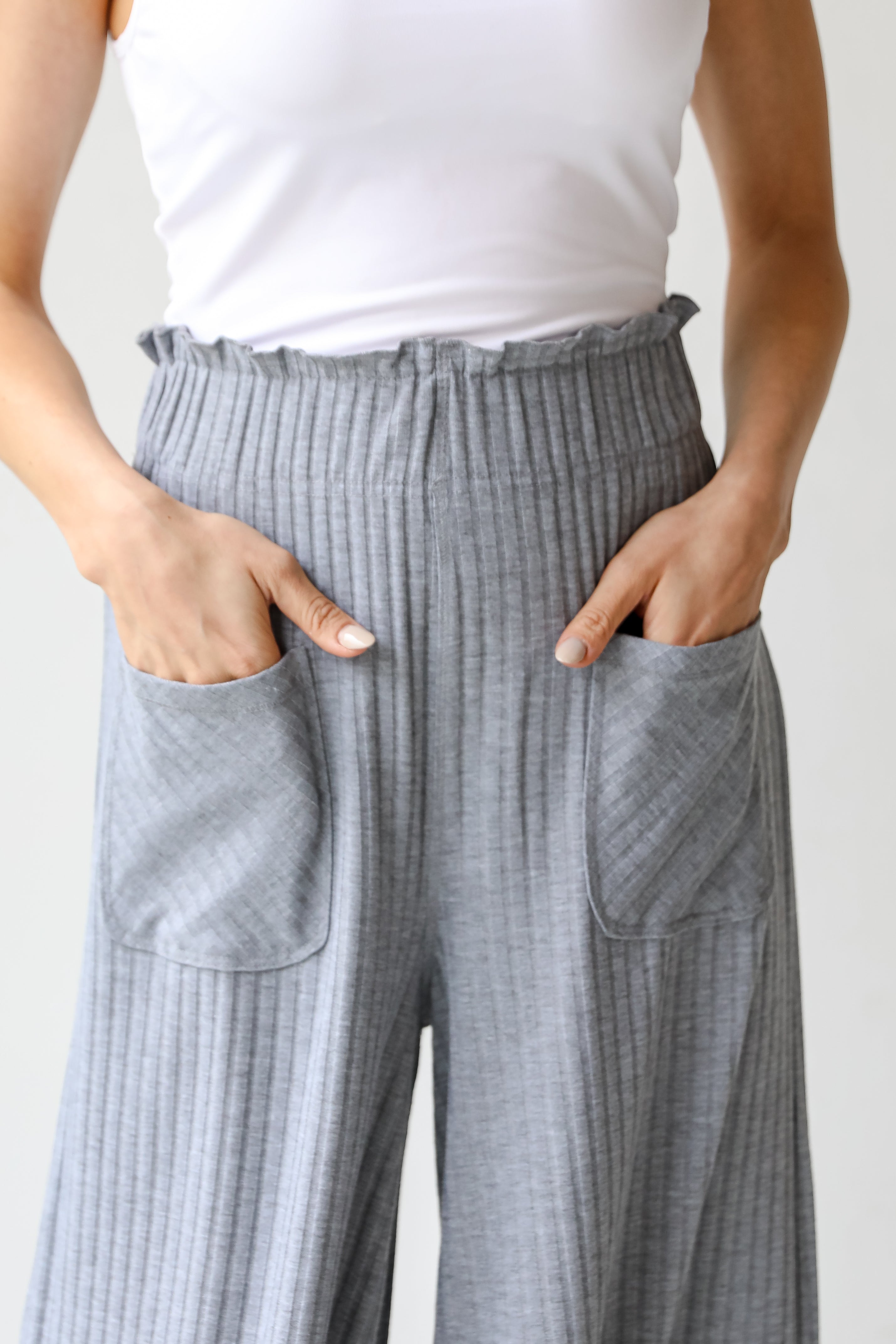 grey Culotte Pants close up
