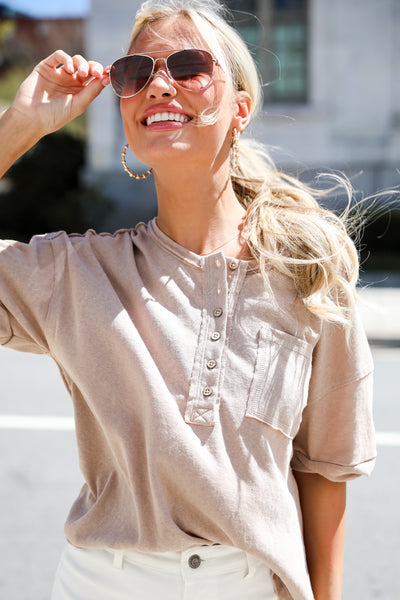taupe Henley Tee. Free People Dupes. 